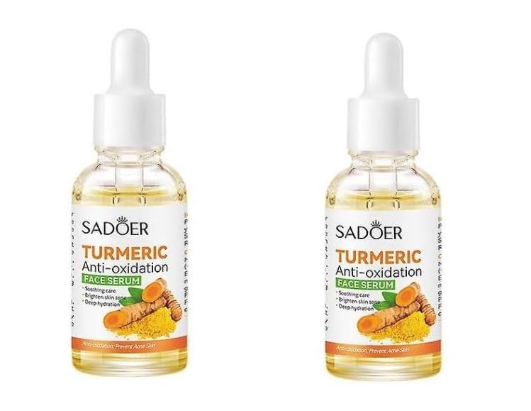 Ramley Radiant Glow Turmeric Anti-Oxidant Serum - 30ml Natural Skincare Elixir for Brightening & Anti-Aging (Pack of 2) - Perfect for Daily Face Care Routine & Nighttime Skin Repair