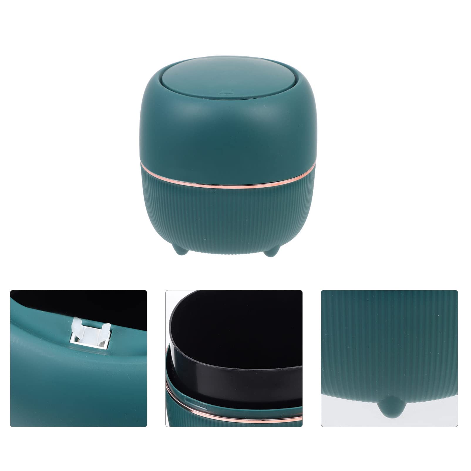 Zerodeko Small Desktop Trash Can with Lid - Mini Countertop Garbage Bin for Cotton Swabs, Office, Kitchen & Bathroom - PP Plastic Multipurpose Recycling Container for Home, Office & Cabinet Organization