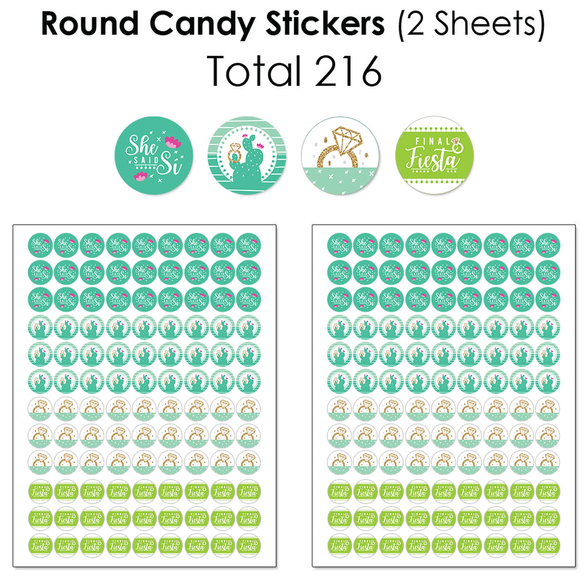 Big Dot of Happiness Final Fiesta Candy Kit - 304pcs Mini Candy Bar Wrappers, Round Stickers & Circle Labels for Bachelorette Party Favors | Perfect for Last Fiesta Celebrations, Bridal Showers & Themed Events