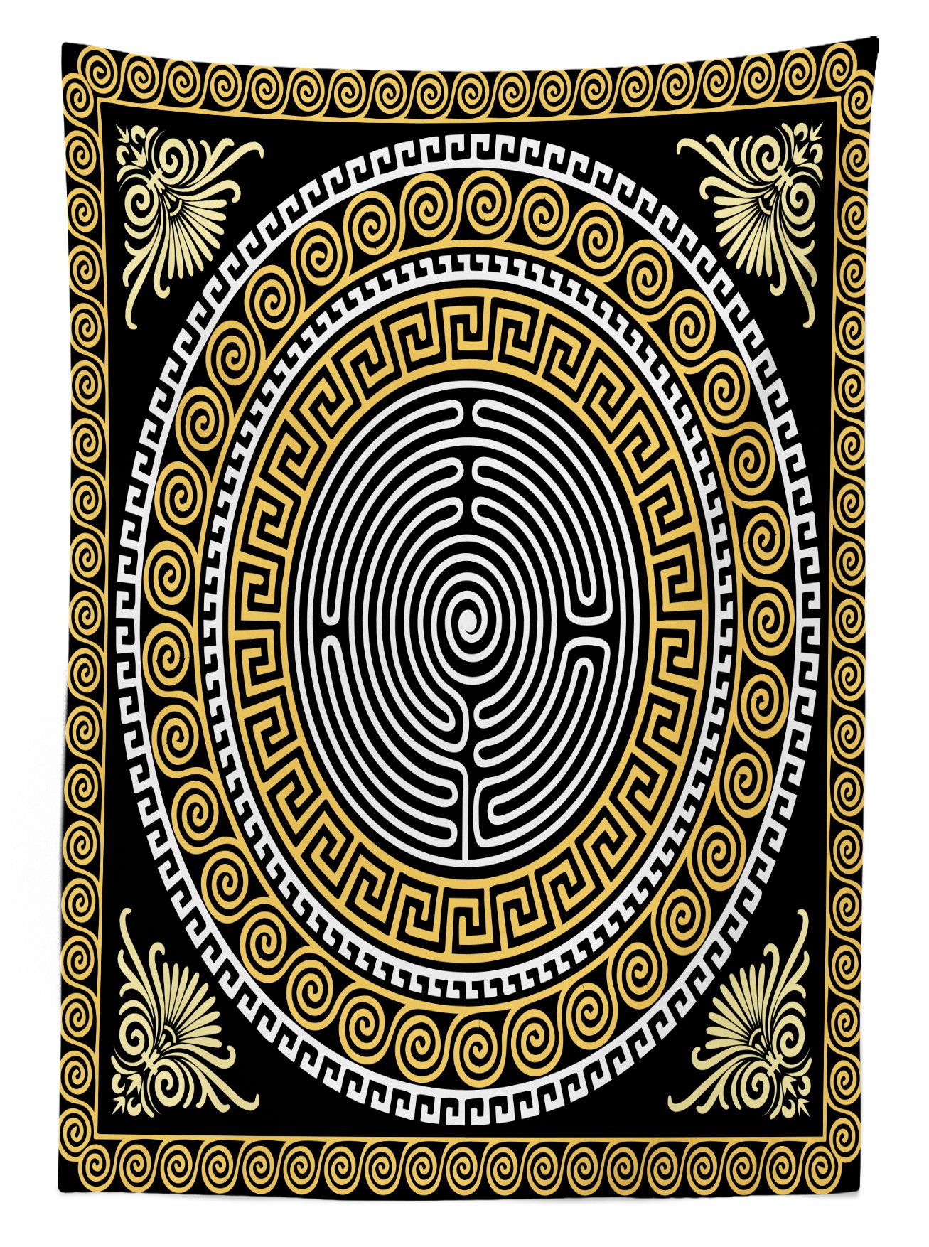 Ambesonne Bohemian Geometric Outdoor Tablecloth - Classic Intricate Spiral Wave Design, Washable Picnic Table Cover 58
