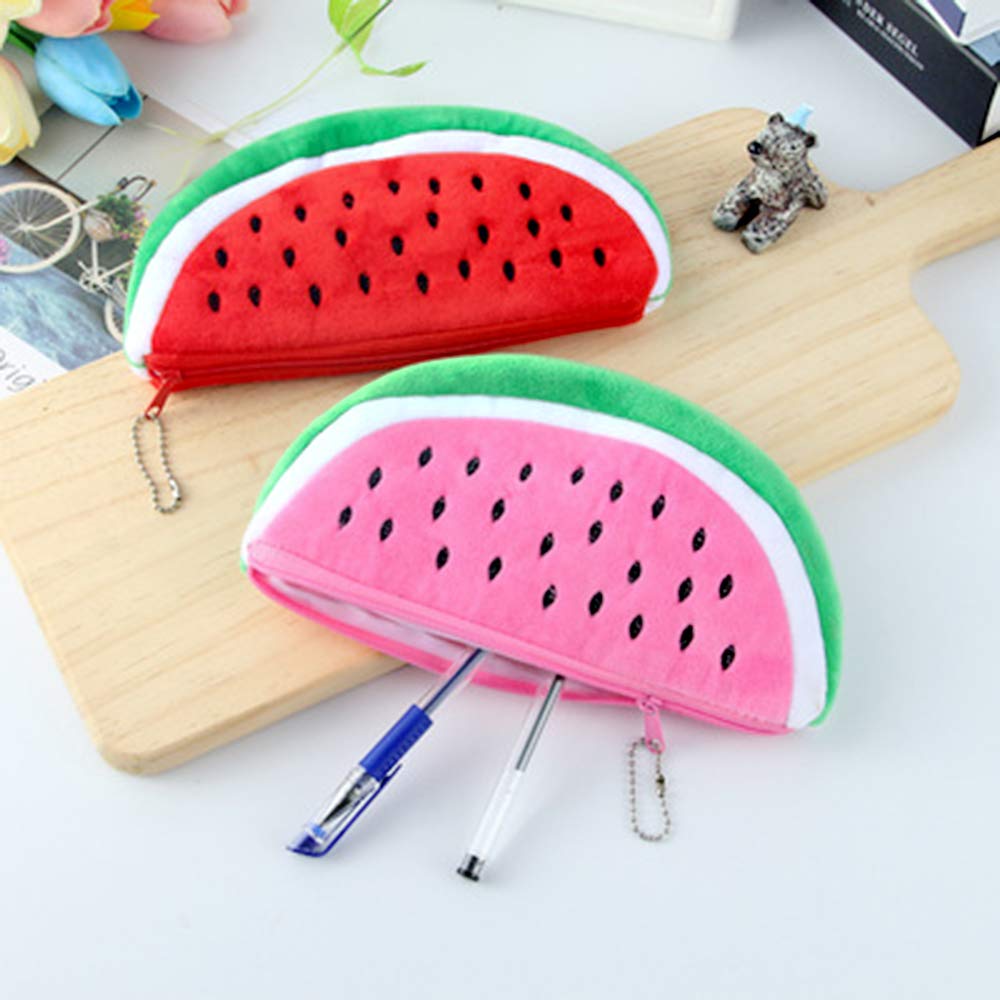 **Cute Watermelon Drawstring Backpack - Large Plush Pencil Case, 3D Coin Purse & Keychain Set - Fun Fruit-Themed School Supplies for Boys & Girls - Perfect for School, Travel & Gifts (6-Piece Set)**