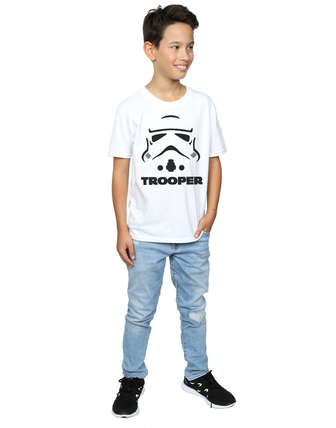 Star Wars Stormtrooper Boys T-Shirt for Kids 7-8 Years - White Cotton Tee - Perfect for Halloween Costumes, Birthday Gifts & Star Wars Fan Outfits