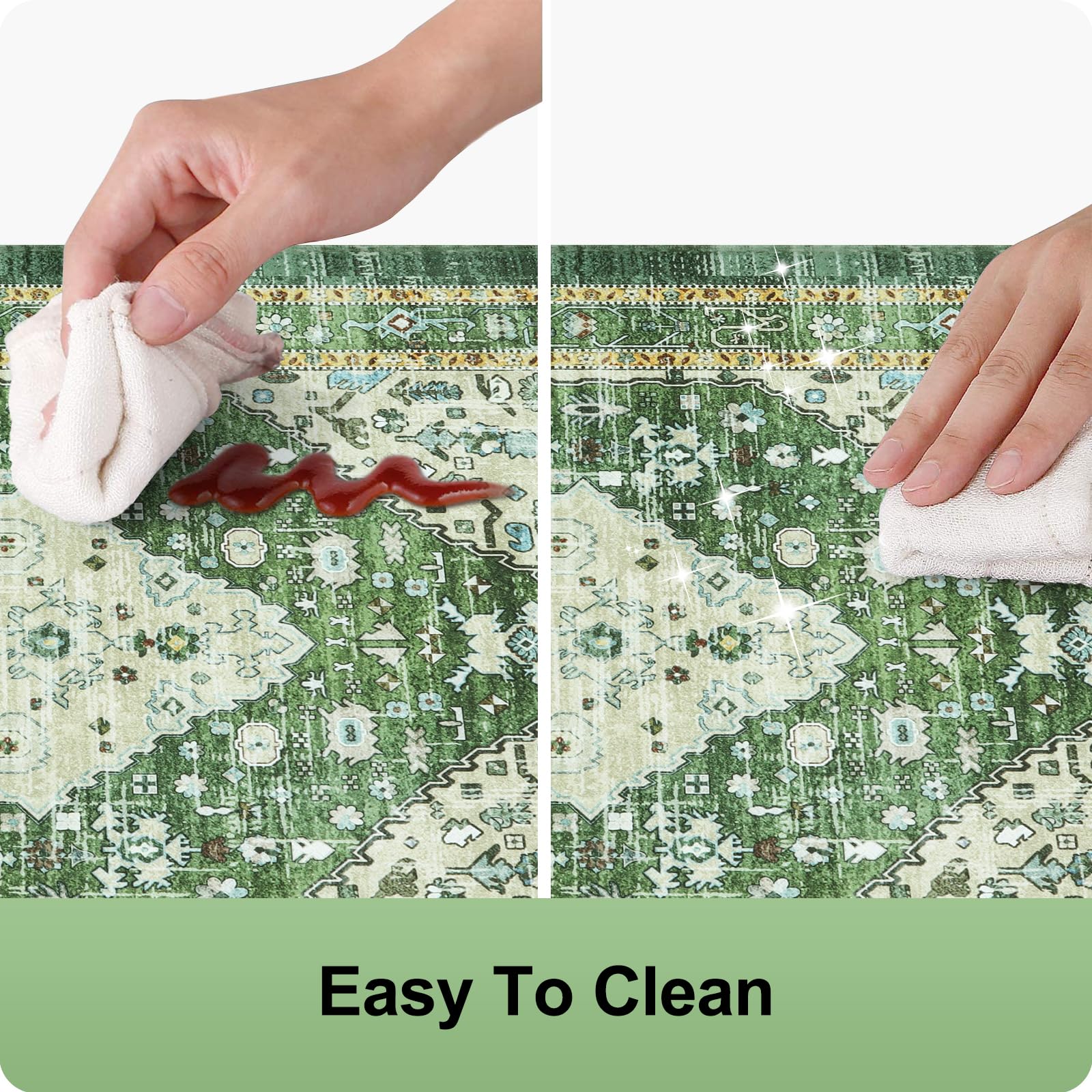 Collive Boho Kitchen Mat Set - 2 Piece Cushioned Anti-Fatigue Floor Mats, Non-Slip Waterproof Standing Rug for Kitchen, Laundry & Office - Comfortable Heavy Duty Mat for Standing Desks & Work Areas (Perfect for Cooking, Dishwashing & Long Work Hours)