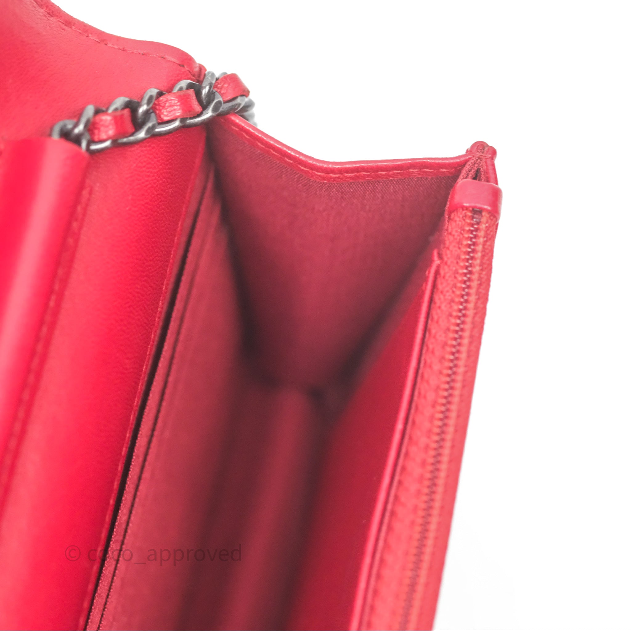 Chanel Boy Wallet on Chain WOC Red Lambskin Ruthenium Hardware - Luxury Crossbody Bag for Women, Perfect for Parties, Date Nights & Evening Events