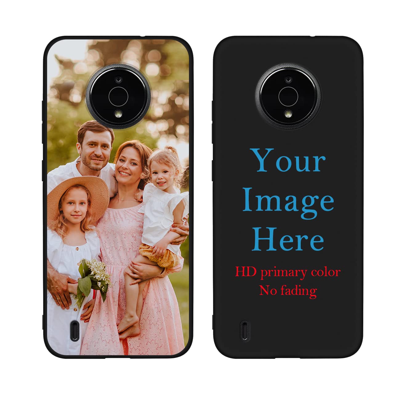 Custom Personalized Photo & Text Name Phone Case for Nokia C200 - Anti-Scratch Soft TPU Protective Cover (Black) | Perfect Gift for Birthday, Anniversary & Daily Protection