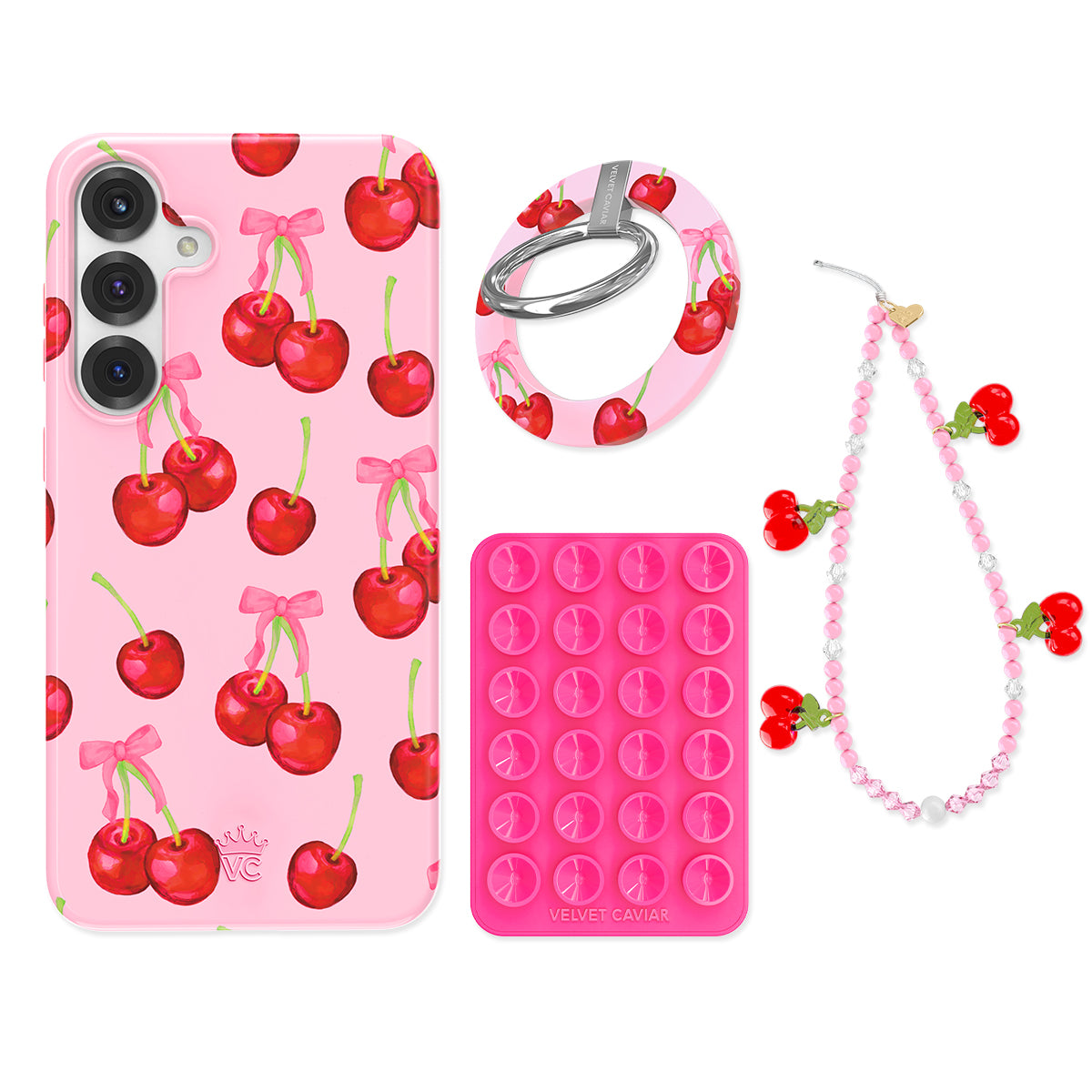 Samsung Phone Grip Stand with Sweet Cherry Design - Universal Phone Holder for Samsung, iPhone & More - Perfect for Watching Videos, Gaming & Hands-Free Calls