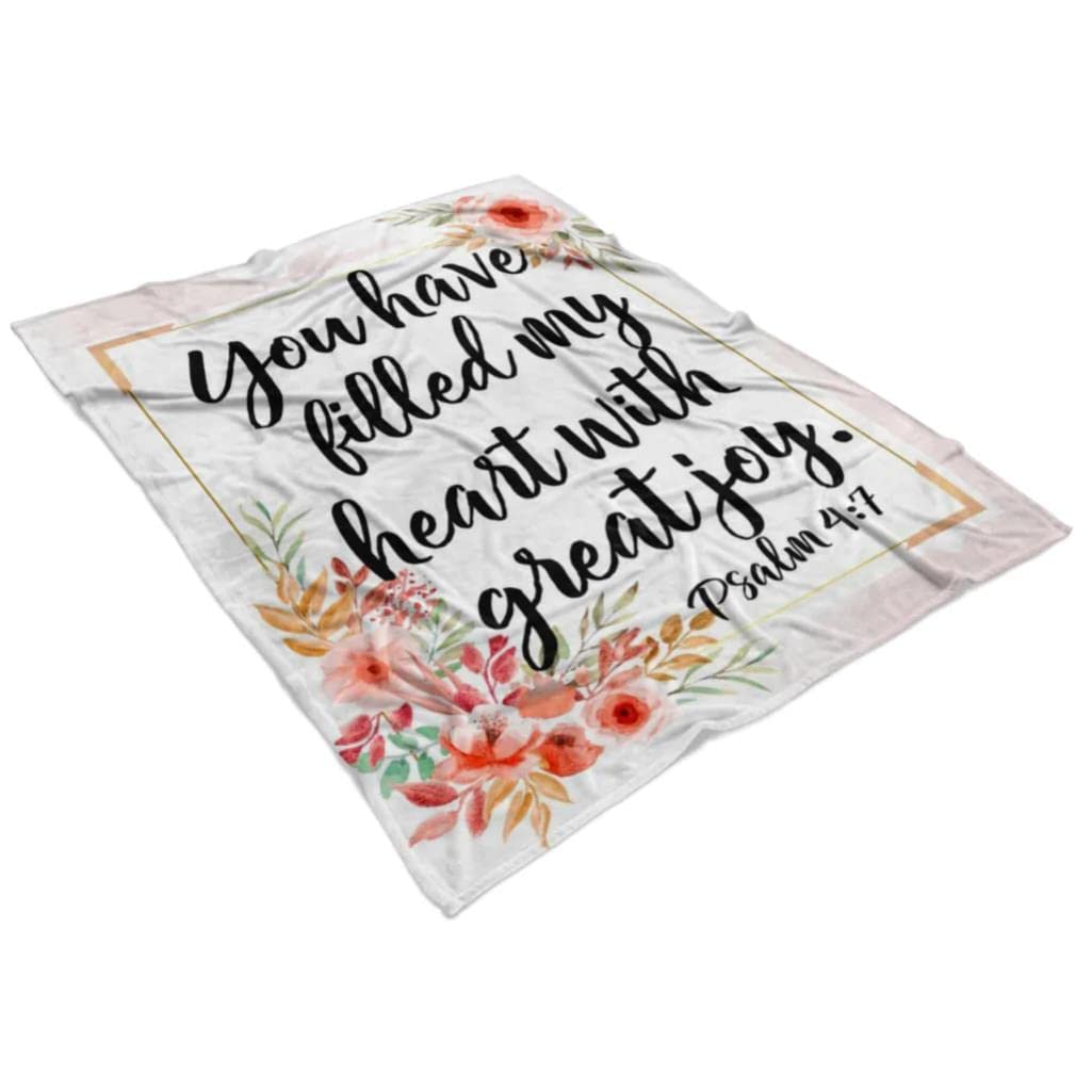 Christian Prayer Blanket with Psalm 4:7 Bible Verse - Soft Fleece Religious Blanket for Worship, Bible Study & Comfort - Inspirational Jesus Blanket for Church, Home & Gifts