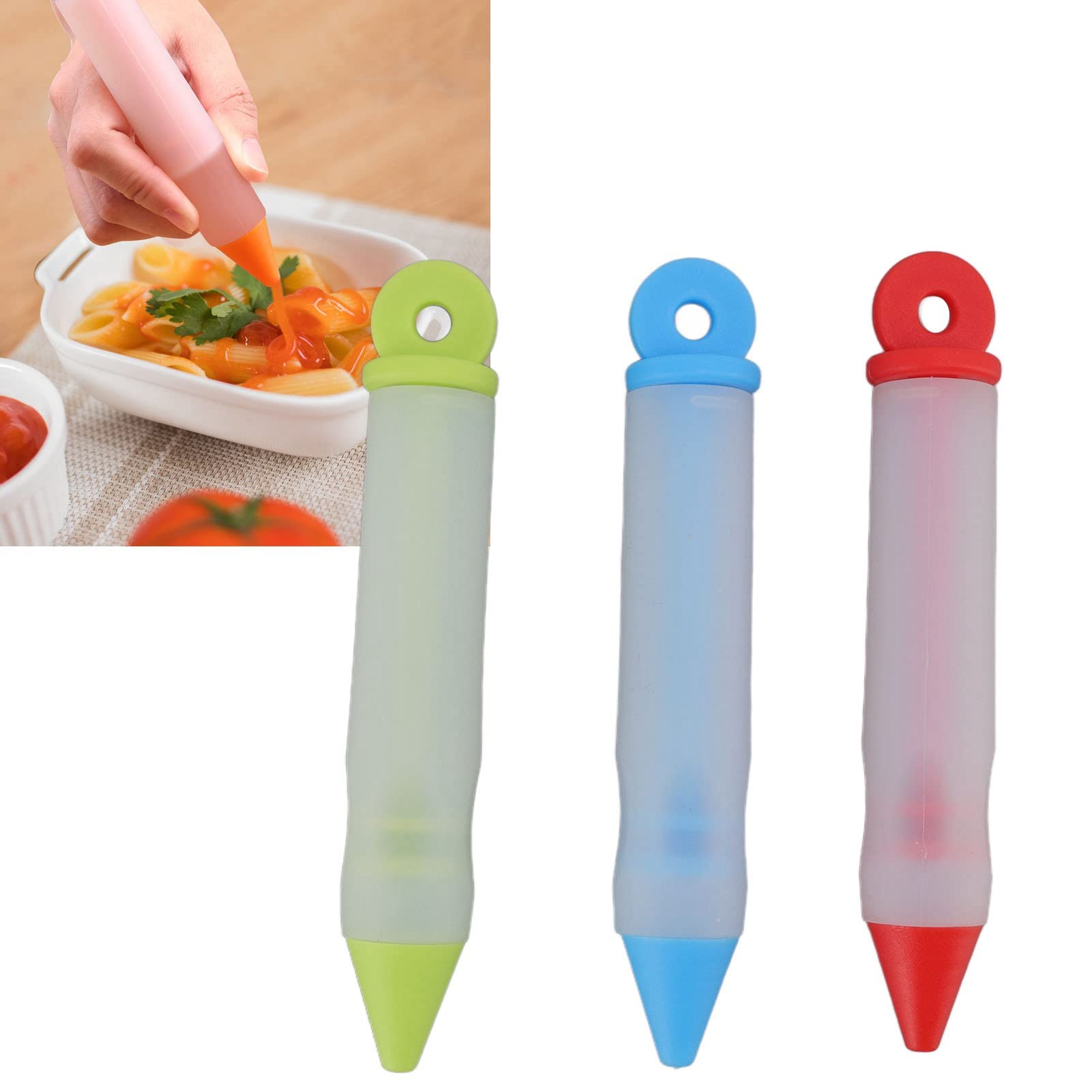 3 Pcs Silicone Cake Decorating Pens - Food Safe Icing Piping Tips Nozzles for Writing on Cakes, Cookies & Fondant - Perfect for DIY Pastry, Birthday Cakes & Wedding Cake Decoration