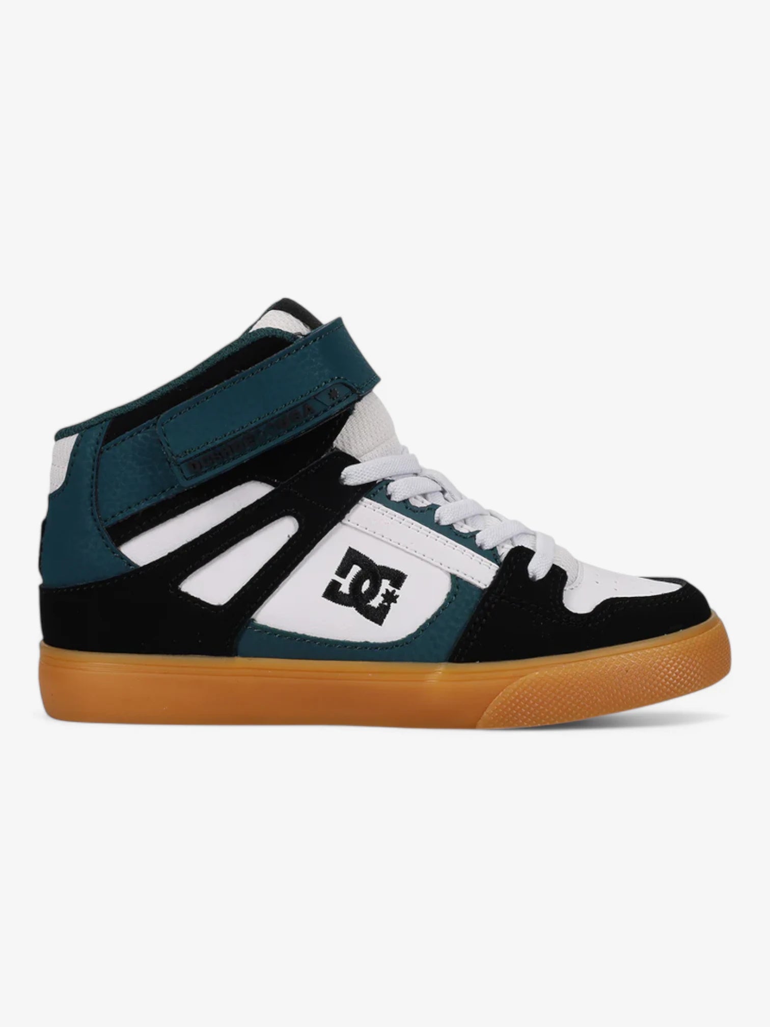 DC Pure Hi Top EV Skate Shoes for Boys - White, Green & Black - High Top Sneakers for Skateboarding & Casual Wear
