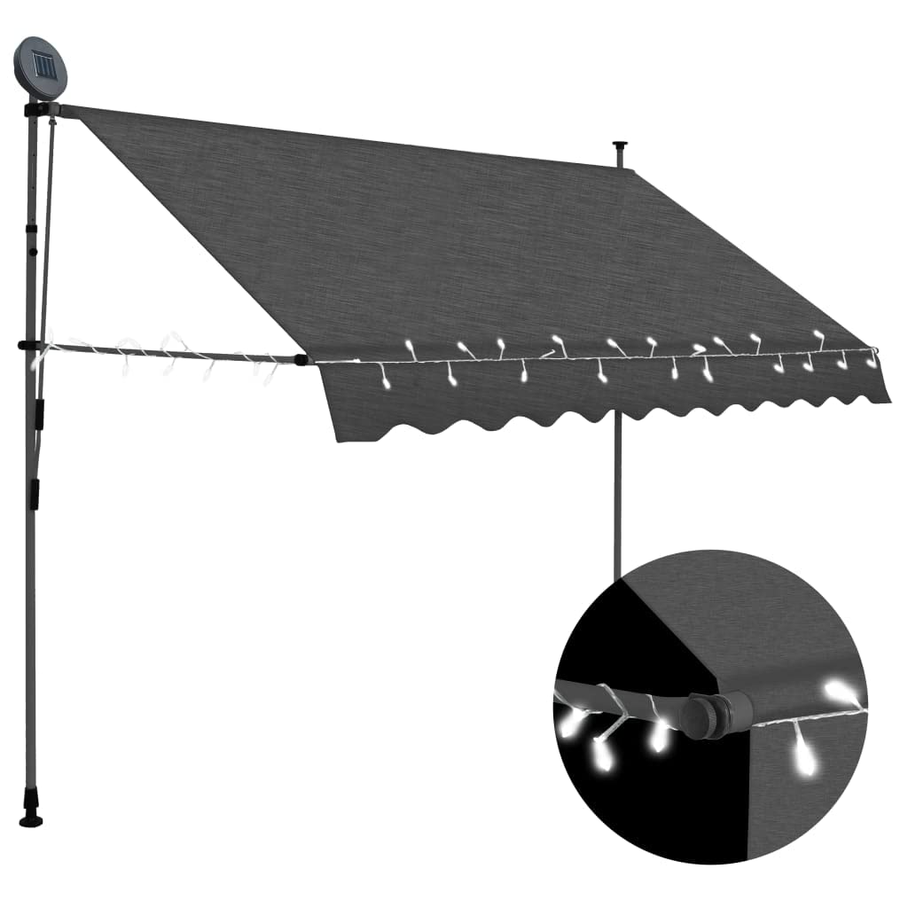 Retractable Patio Awning with LED Lights - 118.1