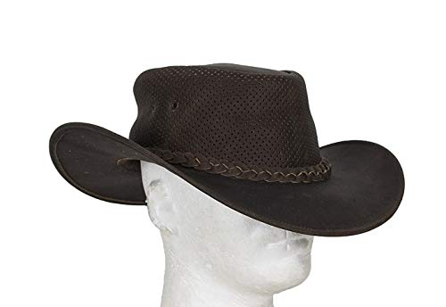 Premium Brown Leather Cowboy Hat with Decorative Braid - Western Style Fashion Accessory for Men & Women - Perfect for Rodeo, Country Music Festivals & Outdoor Adventures
