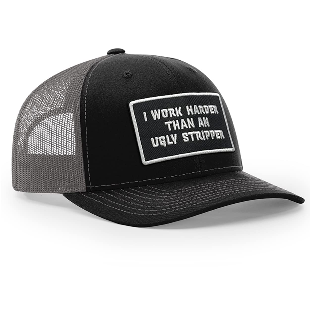 Armed American Supply AAS Black & Grey Work Harder Hat - Durable Baseball Cap for Outdoor Work, Construction & Hunting | Comfortable & Stylish Headwear for Men