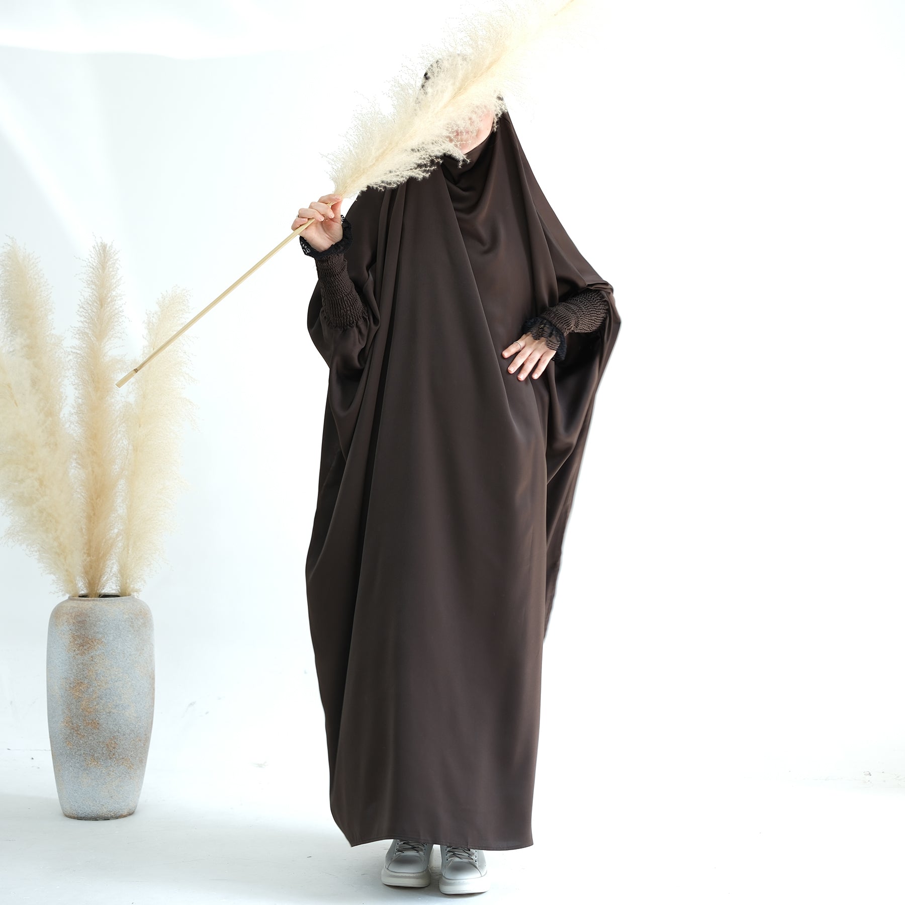 Marwa Satin Jilbab Scarf - Premium Coffee Color Hijab for Women - Perfect for Prayer, Daily Wear & Special Occasions