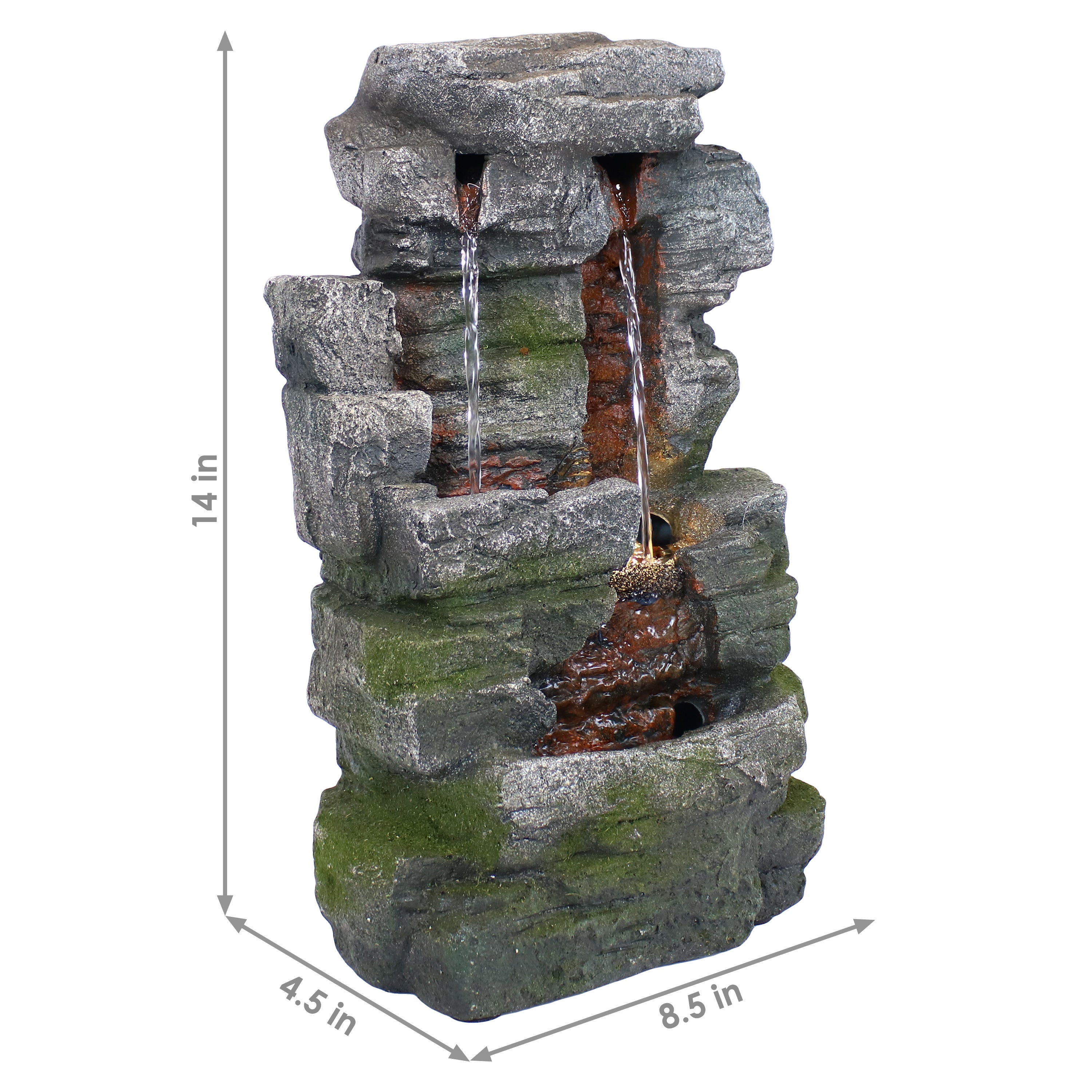 Premium Sunnydaze Towering Cave Waterfall Indoor Tabletop Fountain with LED Lights - Relaxing Zen Decor for Home, Office, or Spa