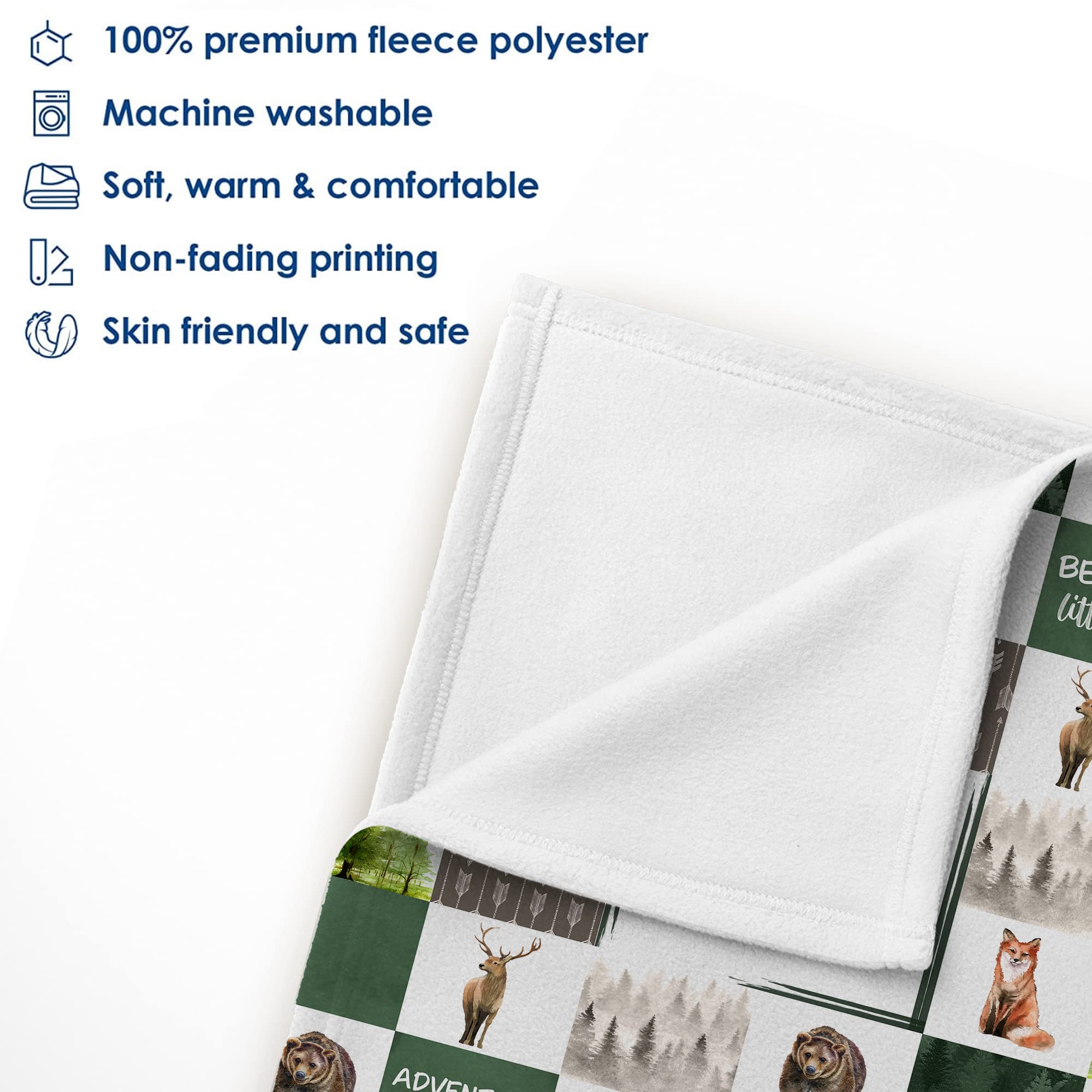 Personalized Woodland Fleece Blanket with Name - Custom Safari Theme Nursery Blanket for Toddlers & Kids | Cozy Baby Shower Gift, Nursery Decor, and Snuggly Swaddle Blanket