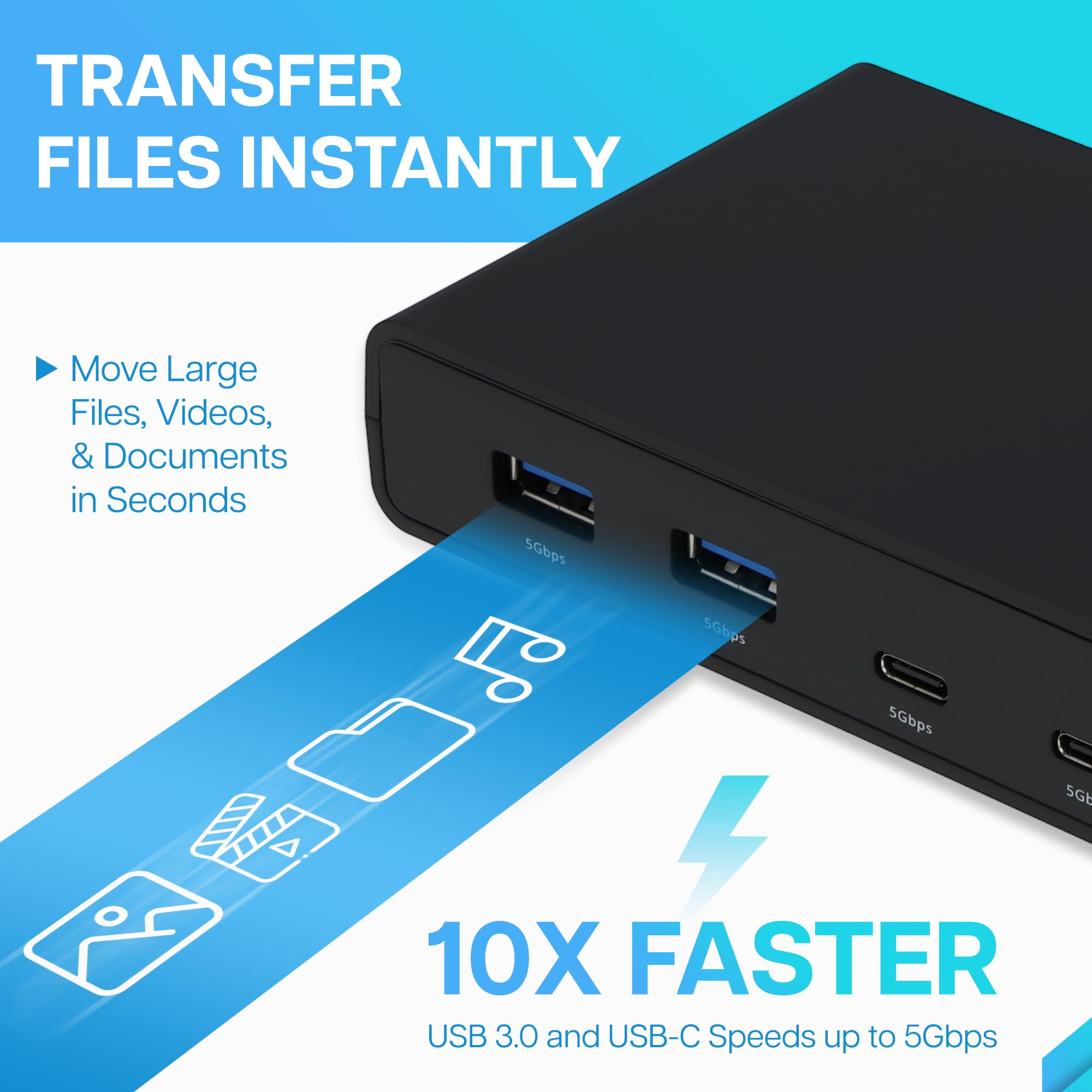 VisionTek VT4500 12-in-1 USB-C Docking Station with Dual 4K Monitor Support - 2x HDMI, 2x DisplayPort, 60W PD Charging, 4x USB-A 3.0, 2x USB-C 5Gbps, Ethernet & Audio - Compatible with Laptop, PC, MacBook for Home Office & Gaming Setup