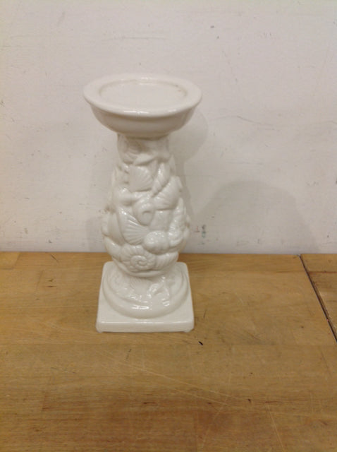 White Ceramic Shell Candle Holder - Set of 10 for Home Decor, Wedding Centerpieces & Beach Themed Parties