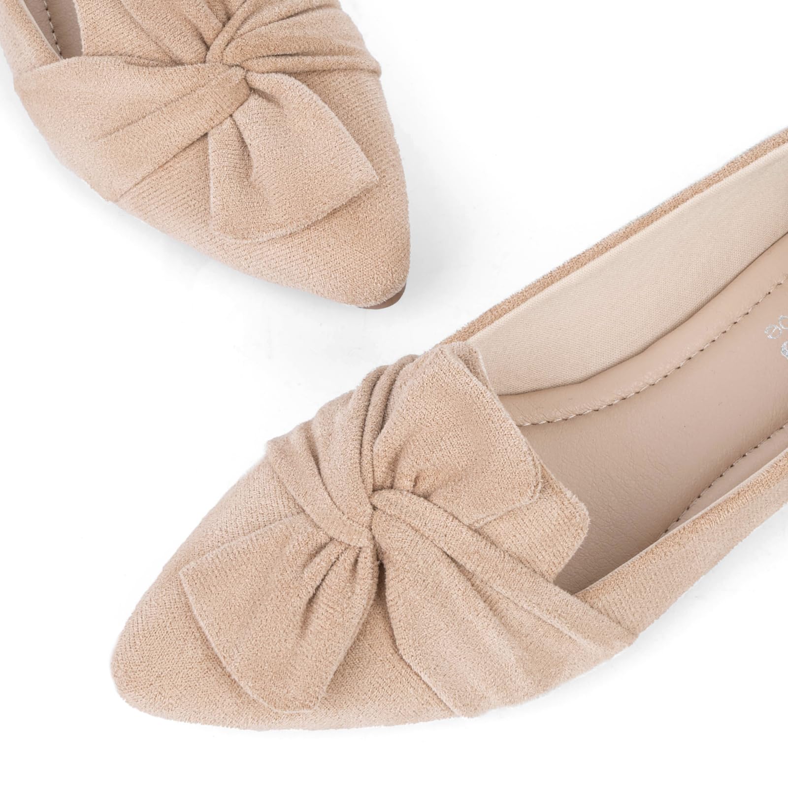MUSSHOE Women's Pointed Toe Ballet Flats - Elegant Bowknot Dress Shoes for Work, Office & Wedding - Comfortable Slip On Flat Shoes for Women