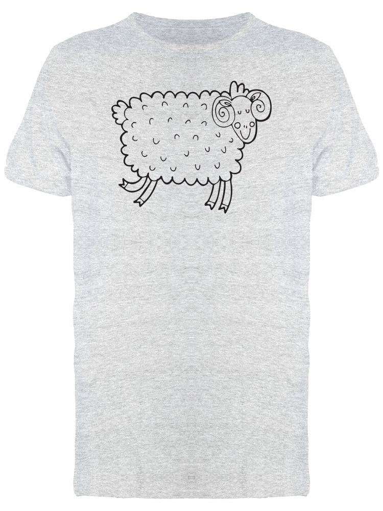 Horned Sheep with Fluffy Body Graphic T-Shirt for Men - Soft Cotton Casual Tee for Everyday Wear, Street Style, and Outfits