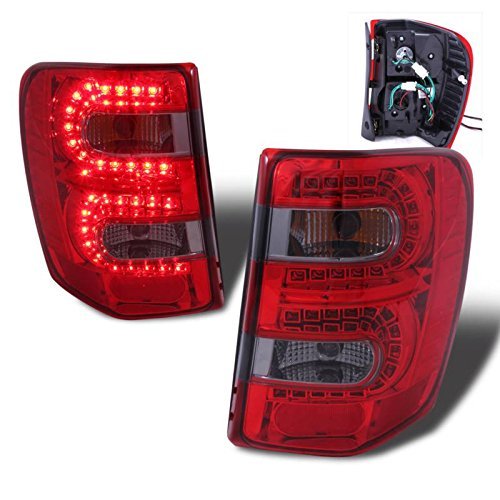 Smoke/Red LED Tail Lights Assembly Pair for Jeep Grand Cherokee - Left & Right Side Replacement - Enhanced Visibility & Style for Night Driving & Off-Road Adventures