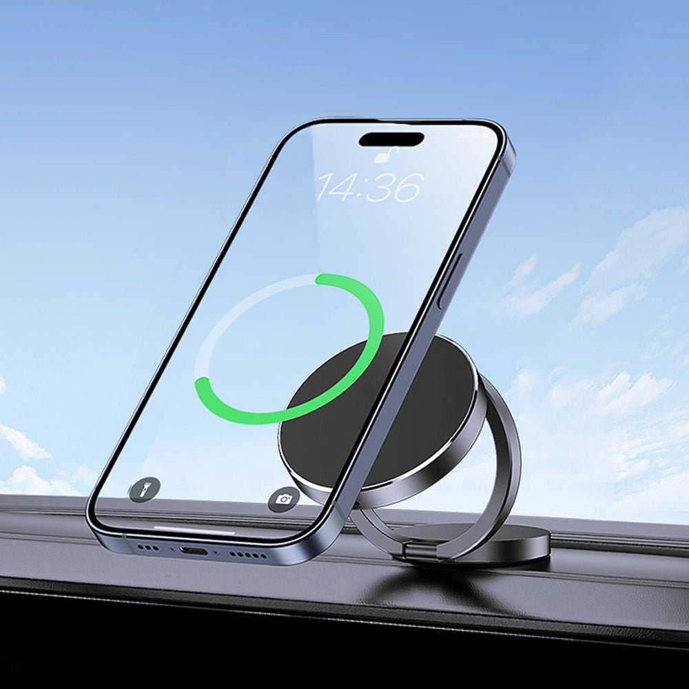 MagnetoDrive 360° Rotating MagSafe Wireless Car Charger Mount - Fast Charging Phone Holder for iPhone 14/13/12, Samsung Galaxy - Perfect for Commuting, Road Trips & Hands-Free Driving