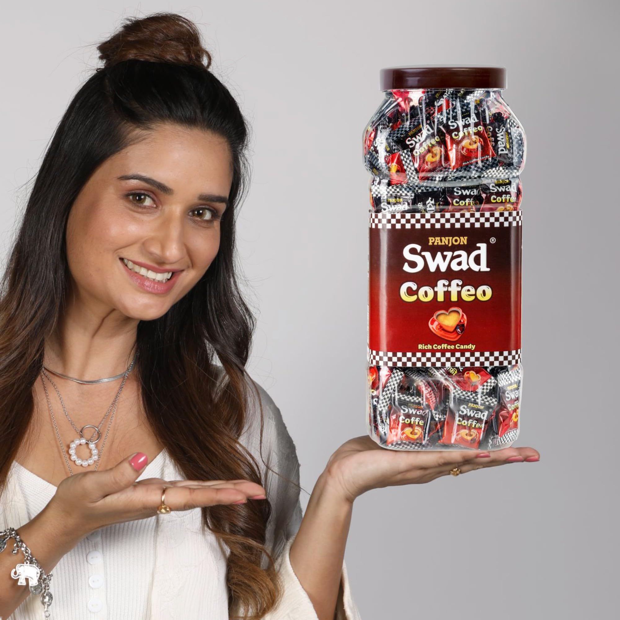 Premium Swad Coffee Candy - Rich & Bold Coffee Flavor Made with Strong Coffee Beans & Coffeo Toffee - 500g Jar - Perfect for Office Snacks, Gifts & Coffee Lovers