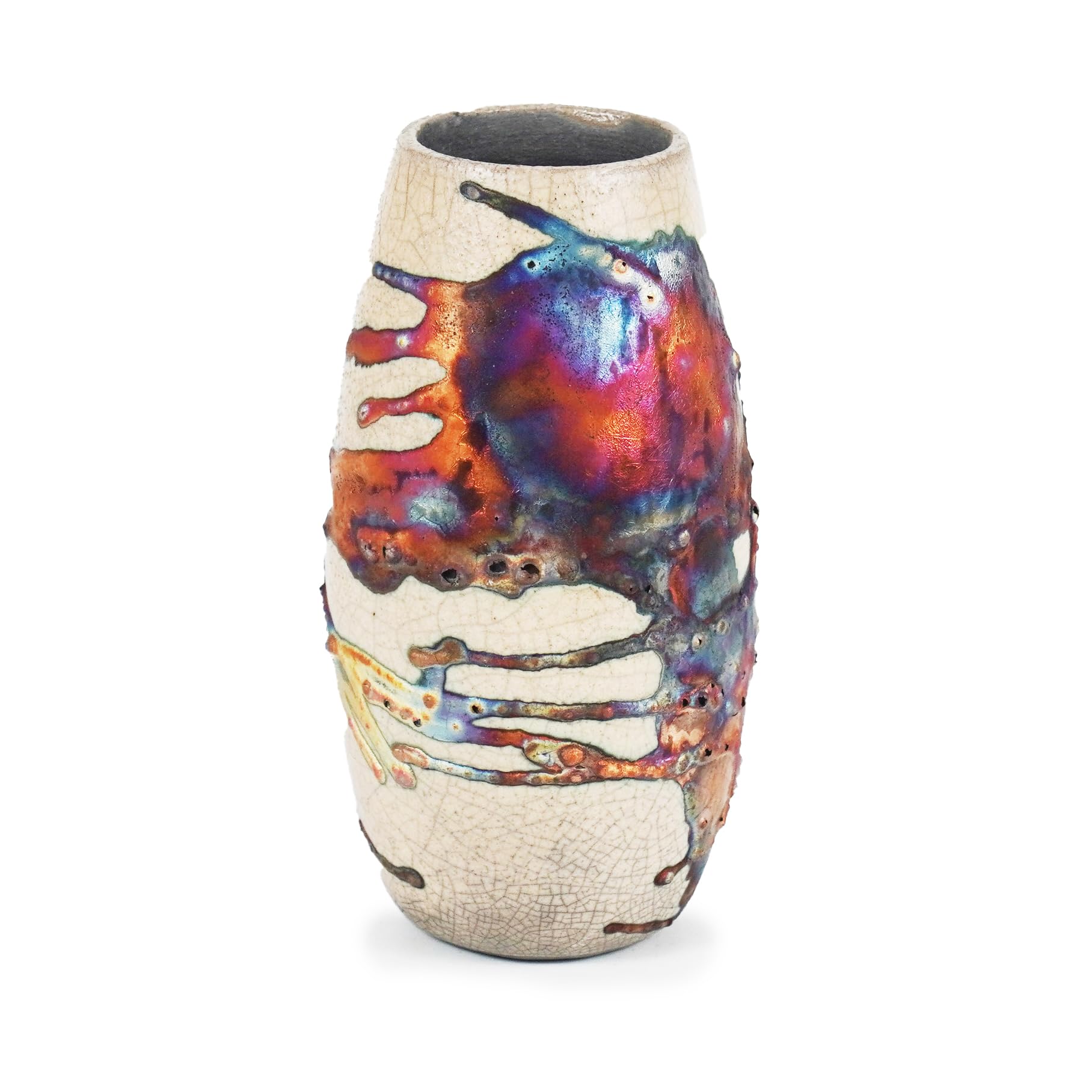 Handmade 6 Inch Ceramic Raku Vase - Boho Home Decor, Unique Pottery Gift for Women, Mom, Bridesmaid - Copper Matte Finish - Perfect for Wedding Gifts, Housewarming & Living Room Decor