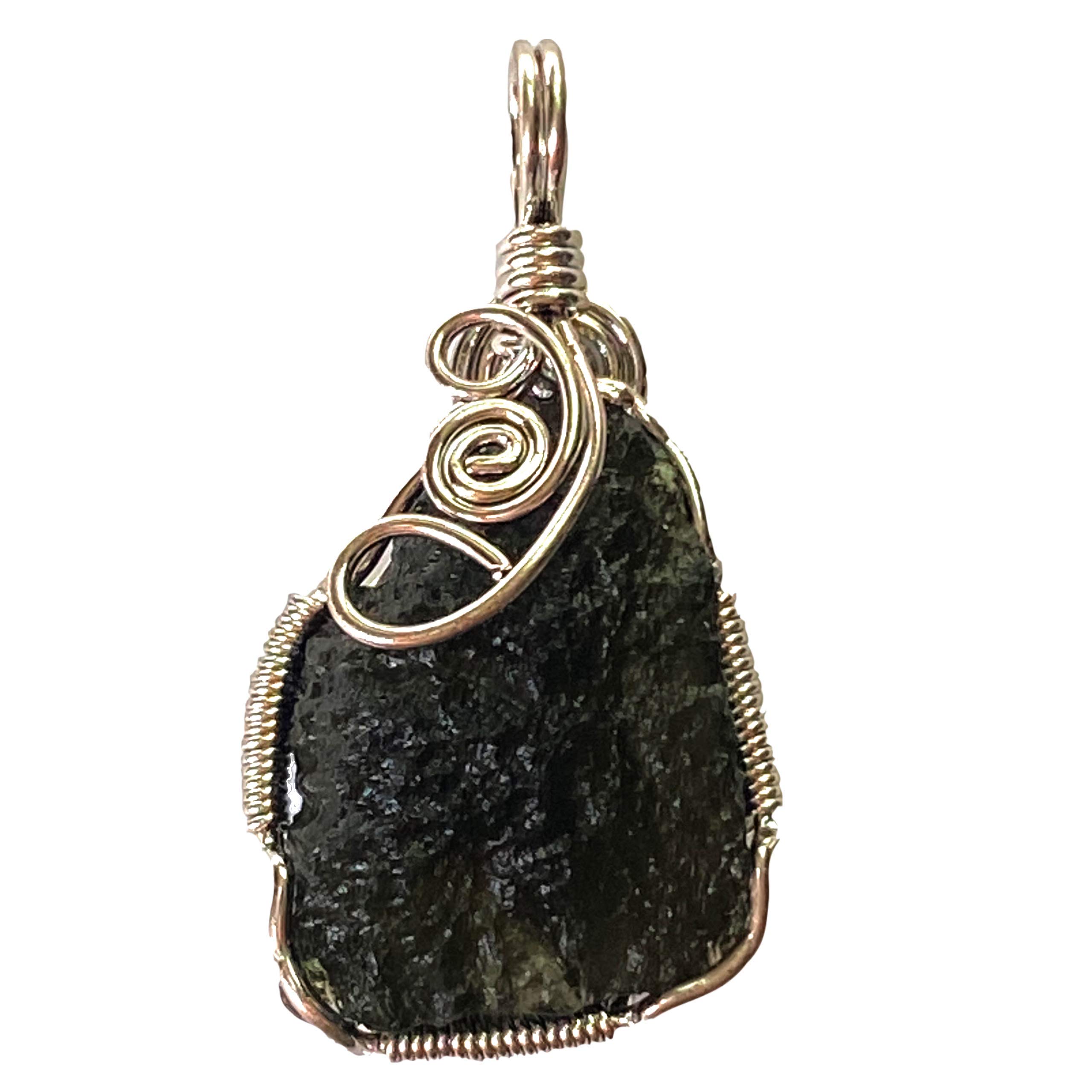 Wire Wrapped Moldavite Pendant Necklace | 25-30mm Small Green Gemstone Jewelry for Women | Spiritual Healing, Meditation & Energy Protection