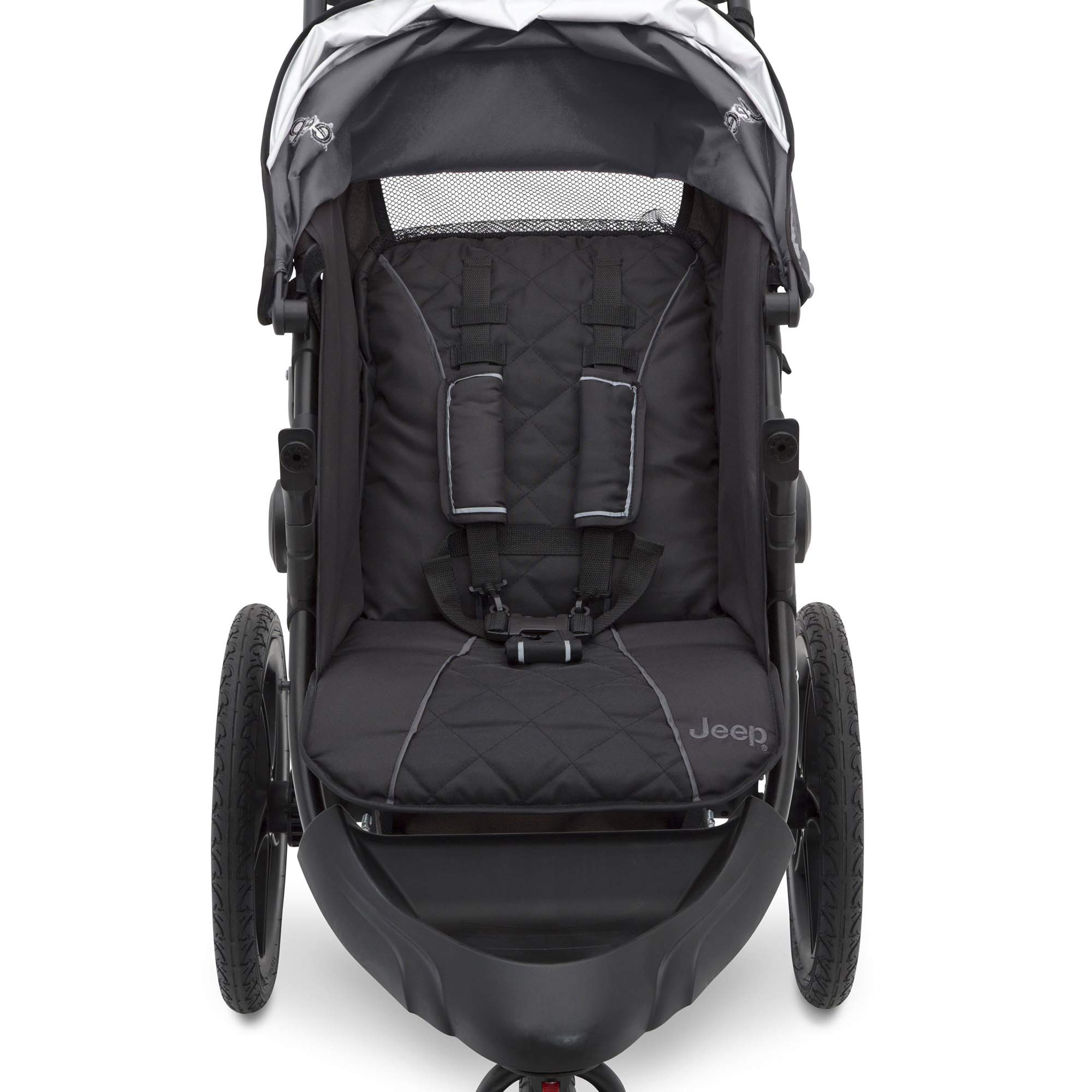 Delta Children Jeep Classic Jogging Stroller - Lightweight All-Terrain Baby Stroller with Adjustable Canopy, Grey | Perfect for Running, Walking & Outdoor Adventures with Your Baby