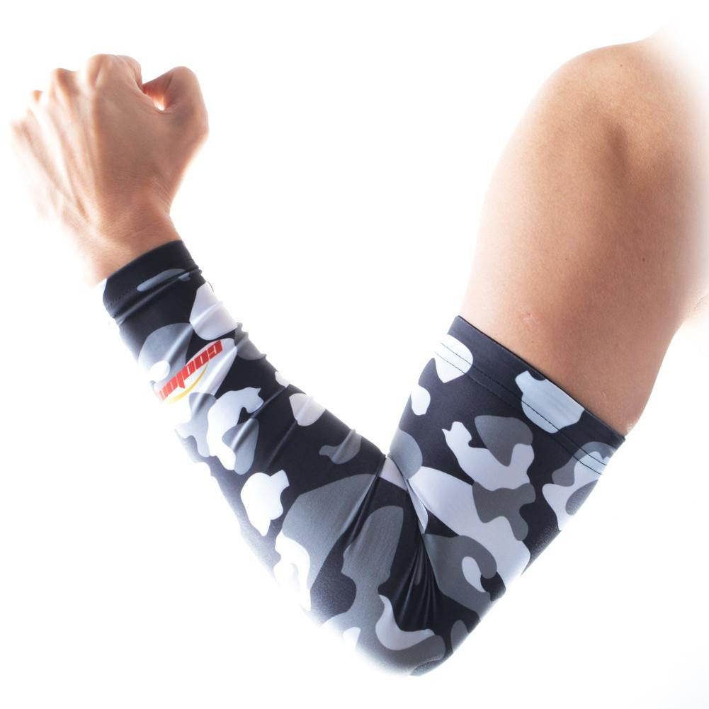 UV Protection Camo Gray Arm Sleeves for Outdoor Sports, Running, Cycling & Hiking - Sun Blocking Cooling Compression Sleeves