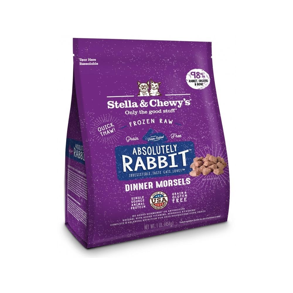 Premium Frozen Raw Rabbit Dinner Morsels for Cats - Grain-Free Natural Cat Food - High Protein Meal for Indoor & Outdoor Cats - Perfect for Raw Diet, Training Treats & Weight Management