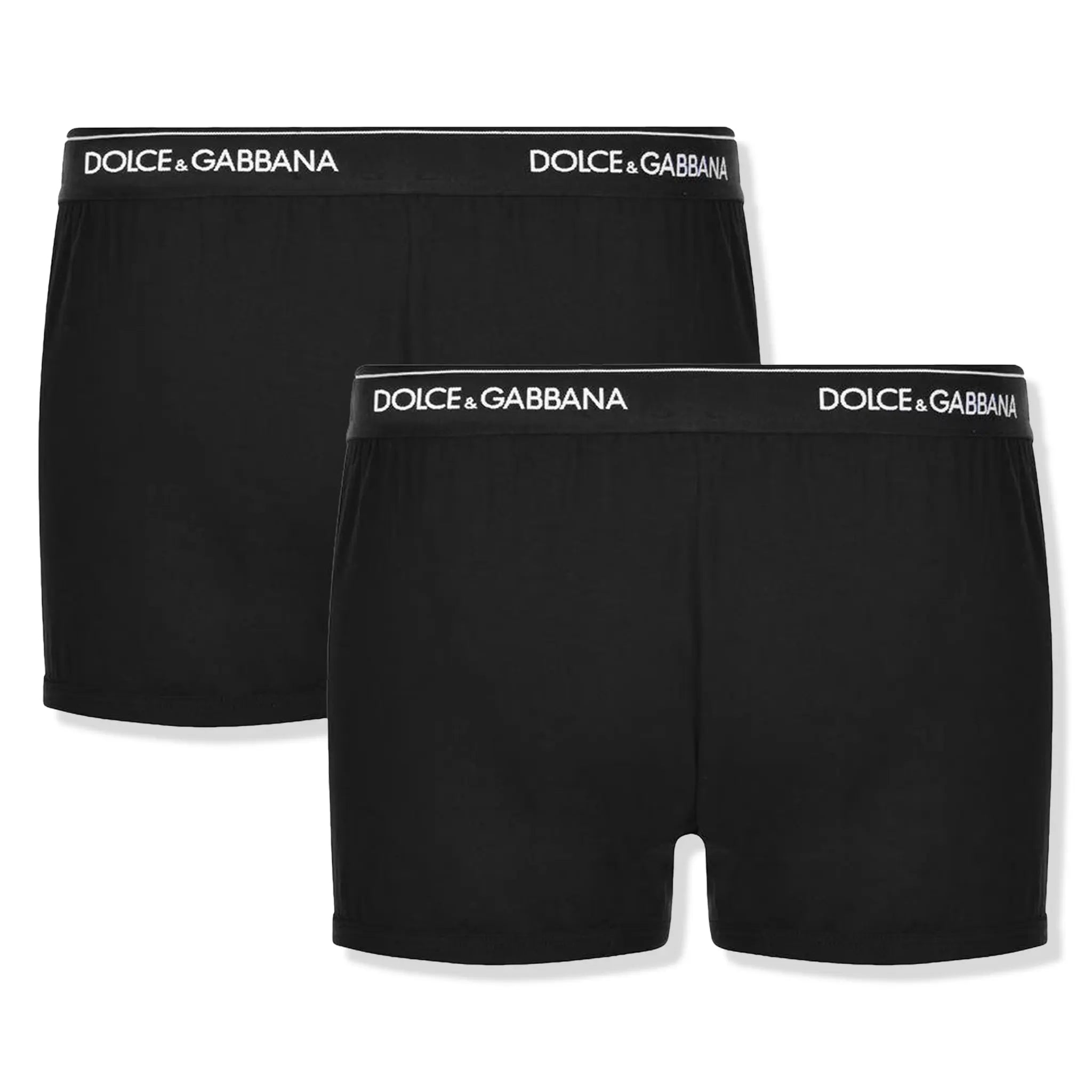 Dolce & Gabbana Men's Stretch Cotton Boxer Briefs 2-Pack - Soft Black Underwear for Everyday Comfort & Style | Perfect for Work, Travel & Lounge Wear