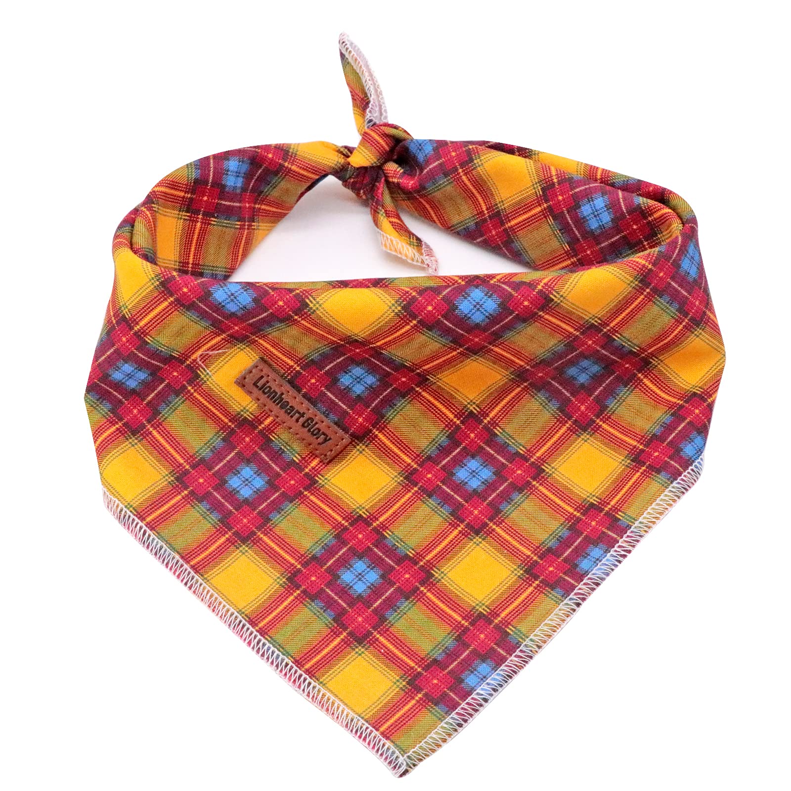 Lionheart Glory Dog Bandana - 1 Pack Washable Soft Cotton Plaid Scarf, Adjustable Kerchief for Small Dogs | Fall Fashion Pet Accessory for Walks, Photos & Special Occasions