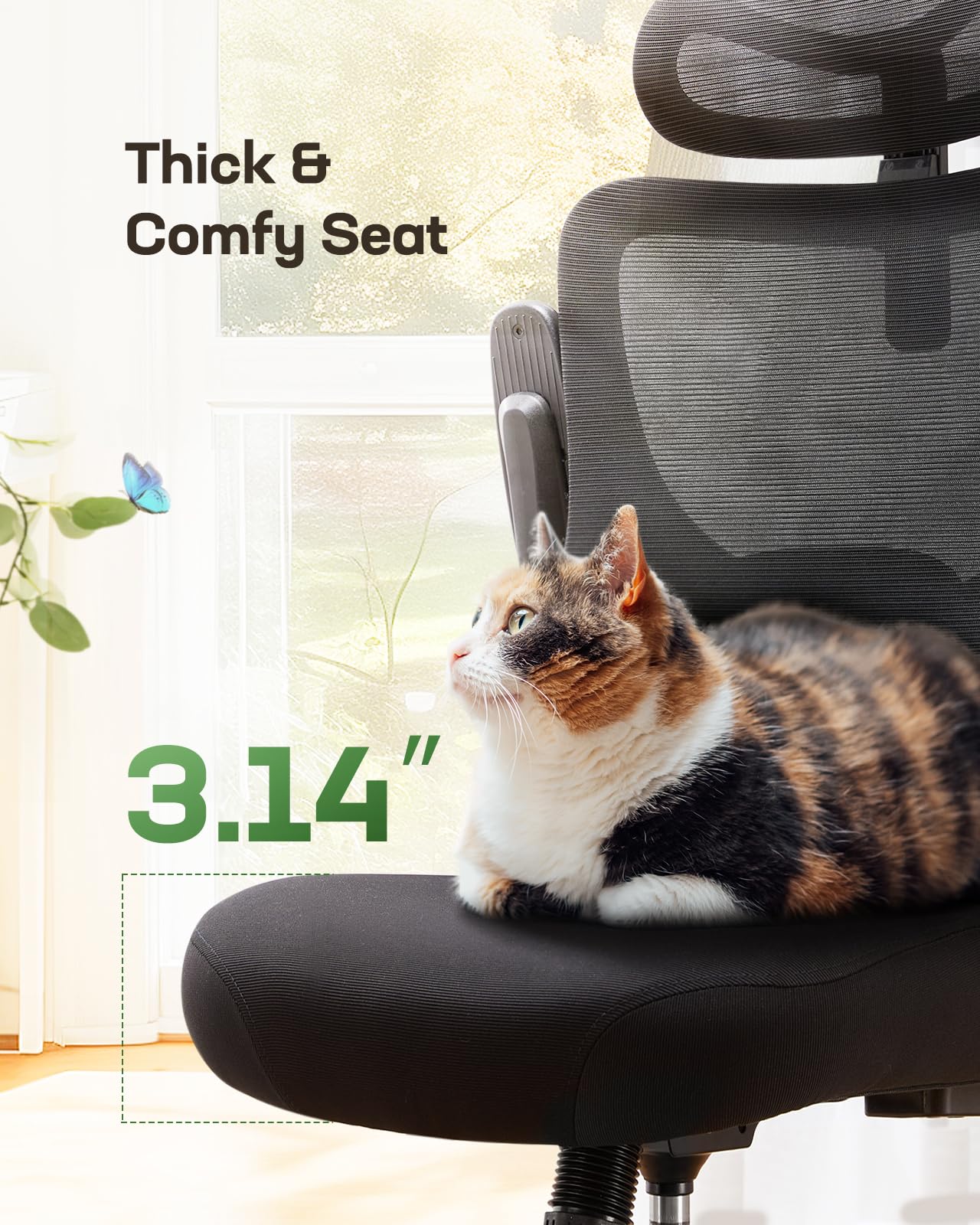 Ergonomic Office Chair with Headrest & Lumbar Support - Adjustable Mesh Computer Desk Chair with 3D Armrests & Wheels - Perfect for Home Office, Gaming, and Workspace Comfort