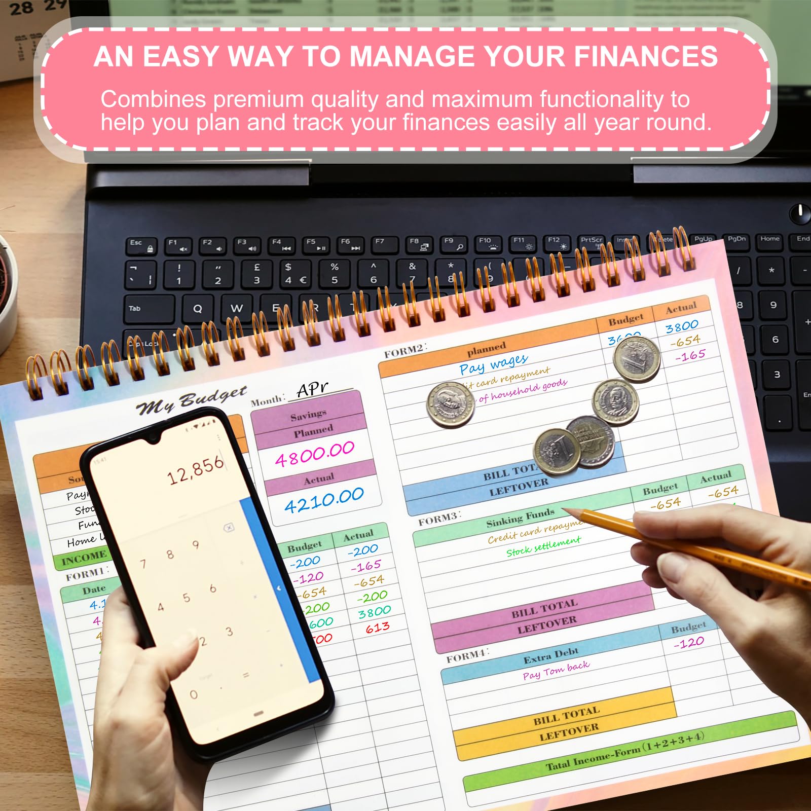 2024-2025 Undated Budget Planner - 50 Sheets Monthly Bill Organizer with 4 Sheet Stickers & Debt Repayment Tracker | Financial Planning Notebook for Money Management | Perfect for Home Budgeting, Personal Finance & Bill Organization