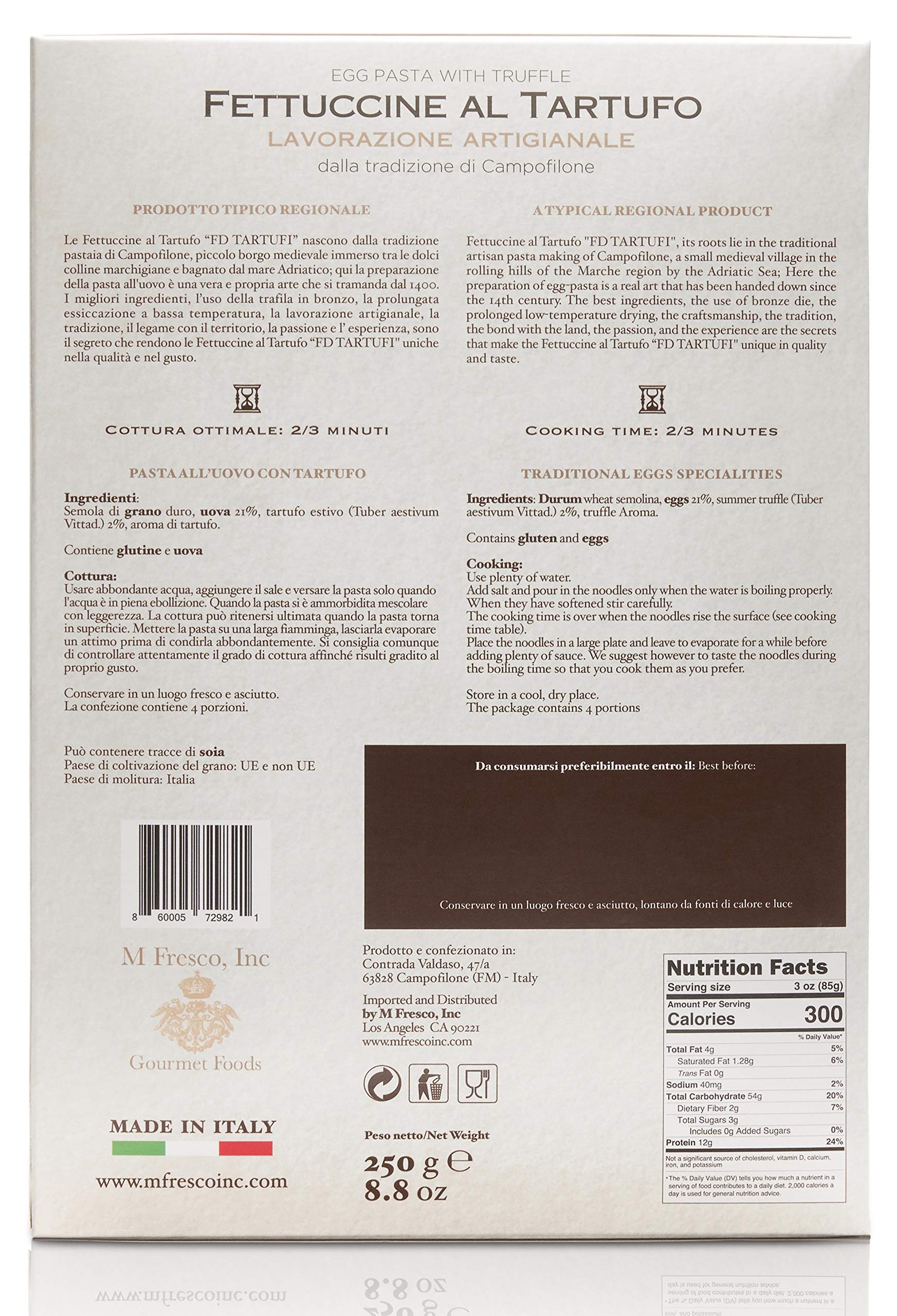 Premium FD TARTUFI Fettuccine Pasta with Black Truffle (250g/8.8oz) | Authentic Italian Gourmet Pasta | 14th Century Traditional Recipe | Perfect for Fine Dining, Romantic Dinners & Special Occasions