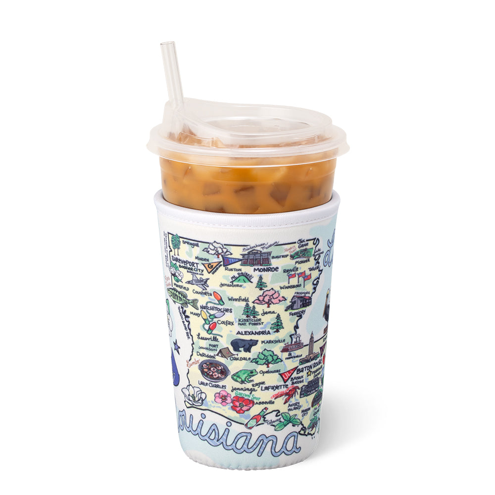 Louisiana Medium Iced Cup Coolie - Insulated Beverage Sleeve for 16-20oz Drinks, Perfect for Coffee, Tea, and Cold Beverages - Great for Parties, BBQs, and Outdoor Events
