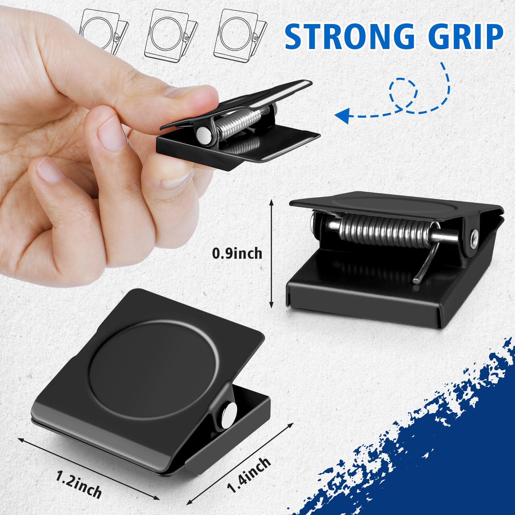 Grtard 6 Pack Heavy Duty Magnetic Clips - Strong Fridge Magnets for Whiteboard, Refrigerator, Office & School Use - Perfect for Organizing Notes, Photos & Documents at Home or Workplace (Black)