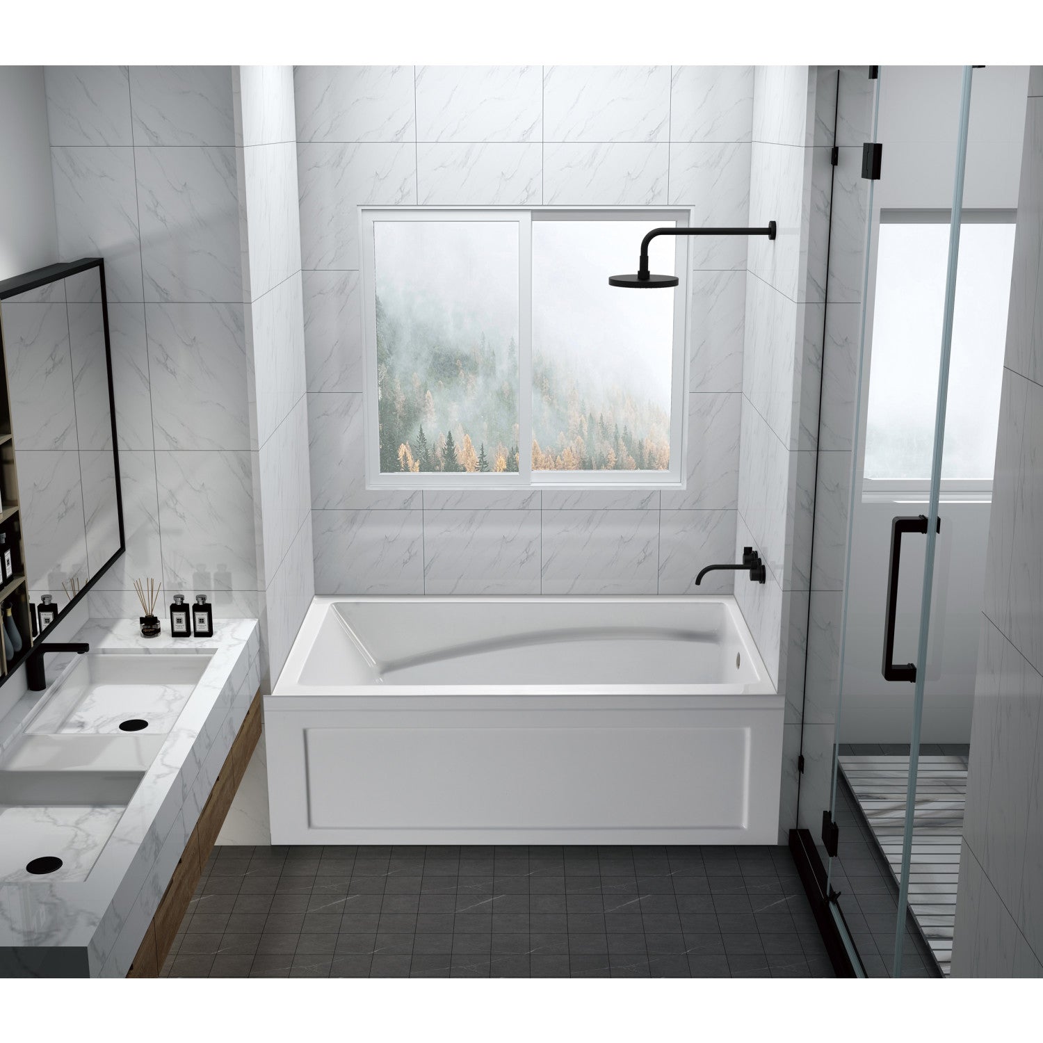 Aqua Eden VTAM6032R22B 60-Inch Acrylic Rectangular 3-Wall Alcove Bathtub with Armrest & Anti-Skid Surface, Right-Hand Drain, Glossy White – Perfect for Modern Bathrooms, Spa-Like Relaxation at Home