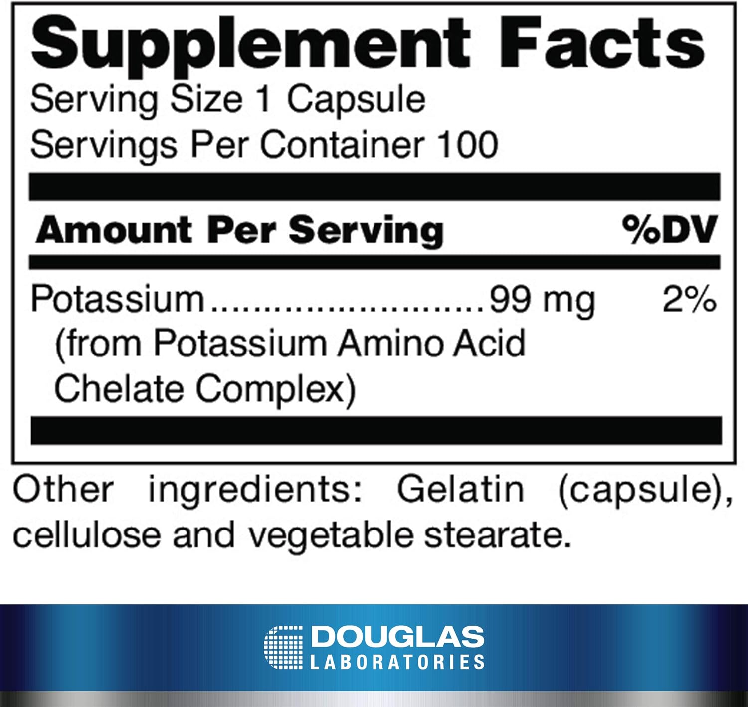 Douglas Labs Chelated Potassium 99mg Supplement - Supports Heart Health, Muscle Function & Hydration - Ideal for Athletes & Active Lifestyles