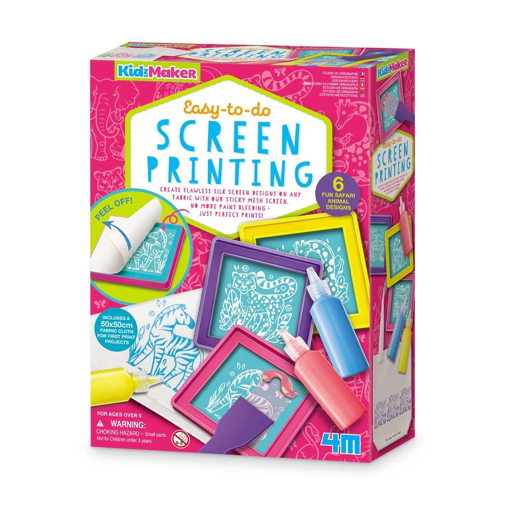 4M KidzMaker Easy-To-Do Screen Printing Kit for Kids - DIY Arts & Crafts Activity Set for Creative Fun at Home, School or Birthday Parties