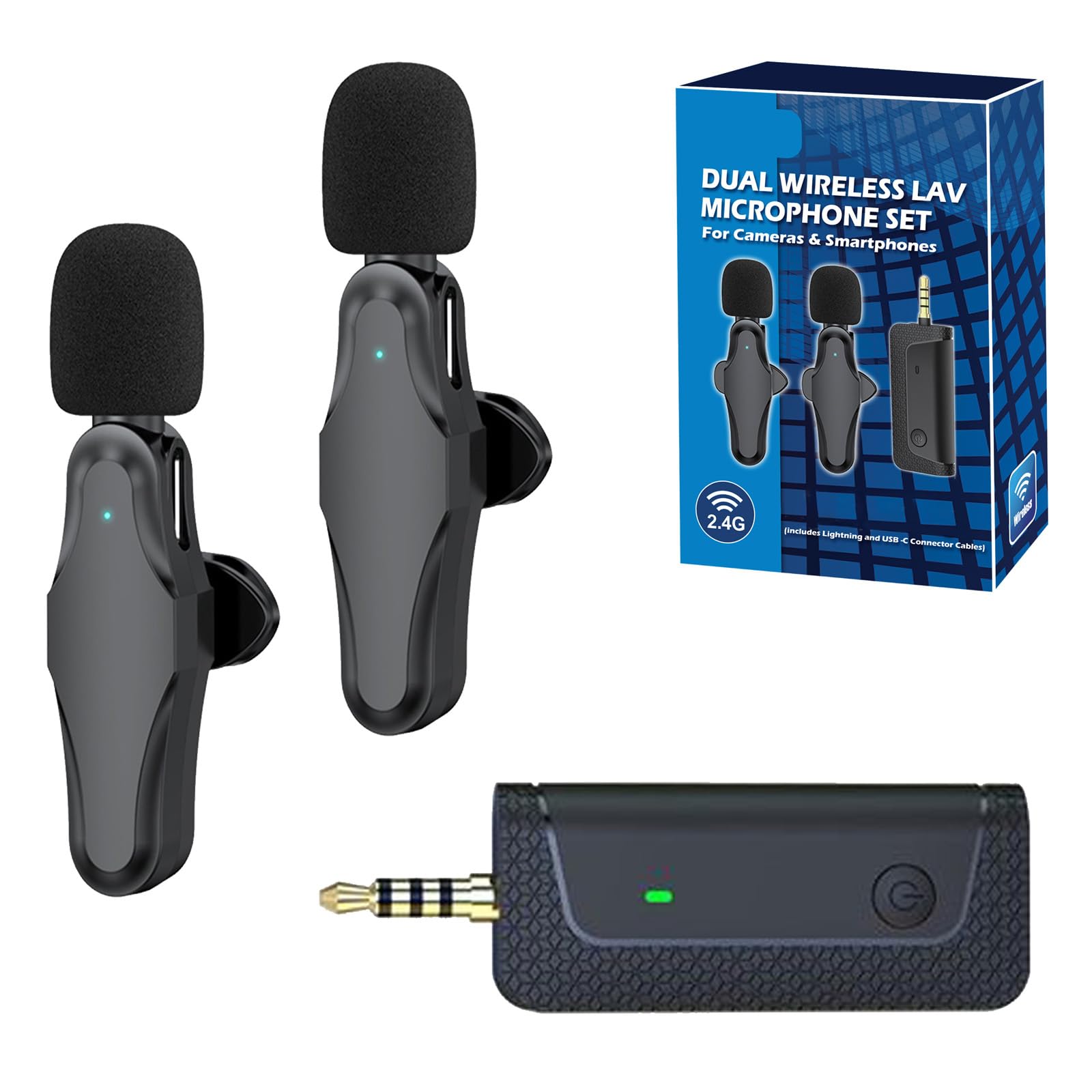 Synergy Digital 2.4GHz Dual Wireless Lavalier Microphone Set - External Microphone for Sony Pal/96GB Camcorder & DSLR Cameras - Ideal for Vlogging, Interviews, YouTube Videos and Live Streaming