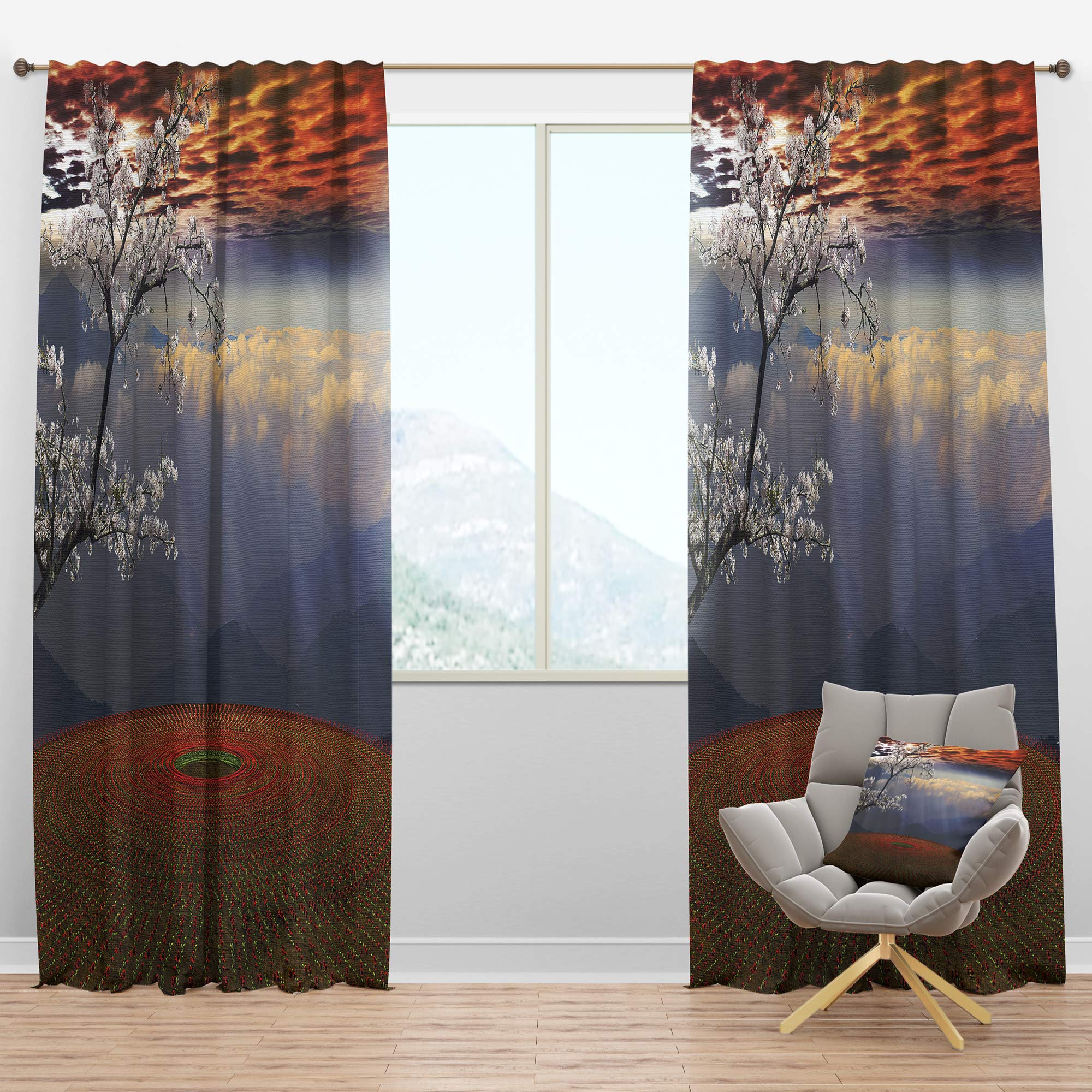 DesignQ Blackout Curtains 'Beautiful Flower Field at Sunset' - Thermal Insulated Single Panel (52x90 inches) for Bedroom & Living Room - Noise Reducing & Energy Saving Window Drapes - Perfect for Home Decor, Light Blocking & Temperature Control