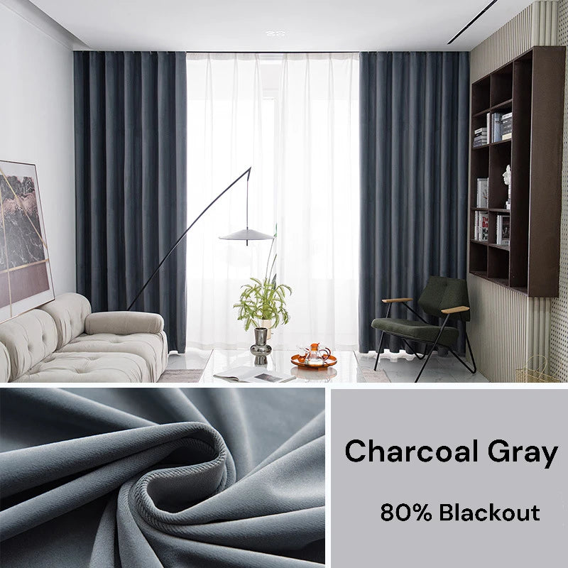 Wynter Velvet Minimalist Blackout Custom Curtains for Bedroom & Living Room - Thermal Insulated Noise Reducing Window Drapes for Home Decor