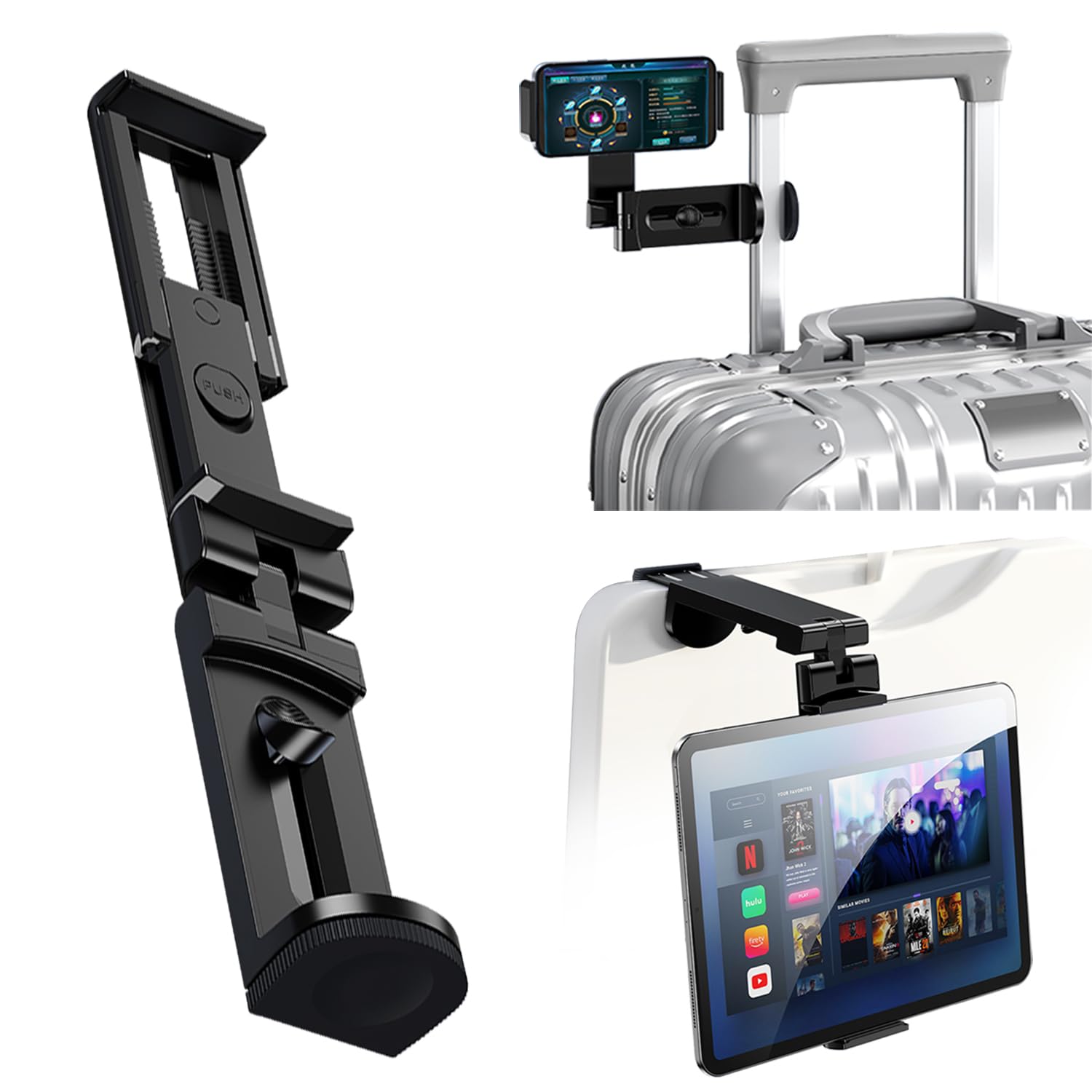 JINSERTA Universal Airplane Tablet Holder - Adjustable Phone Mount for Travel (3.15