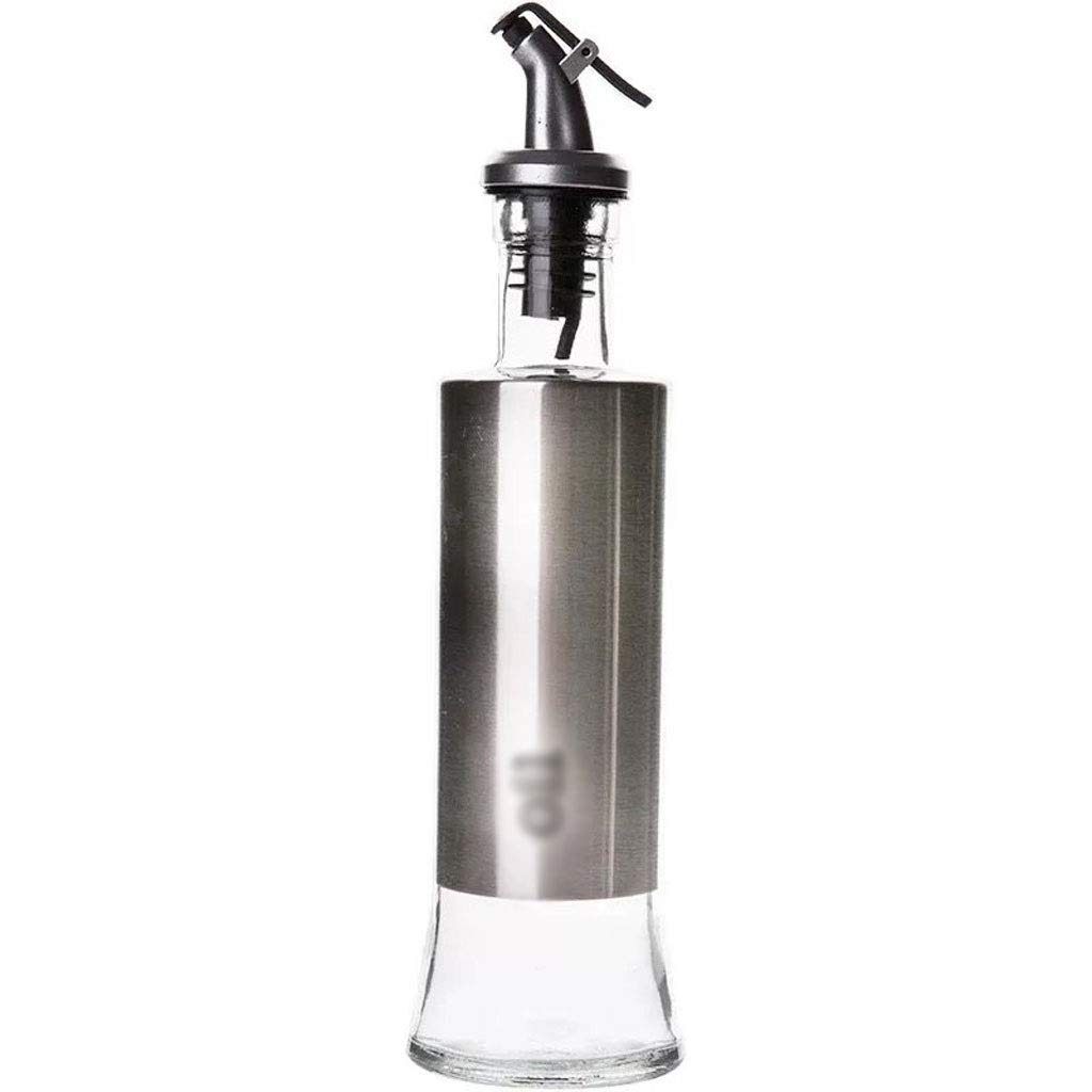 SHYPT 350ml Glass Oil Bottle with Stainless Steel Leak-Proof Spout - Kitchen Dispenser for Olive Oil, Soy Sauce & Vinegar - Durable Cruet for Cooking, Salad Dressing & Baking (350ml Capacity)