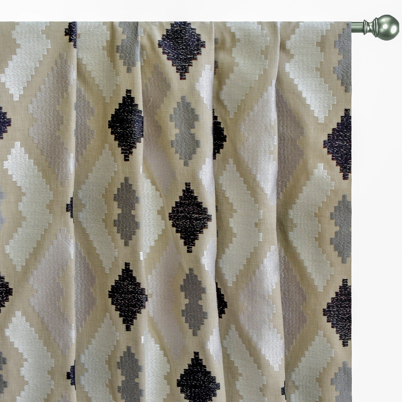 Beige Aztec Geometric Embroidered Fabric by the Yard - Premium Cotton Textile for DIY Crafts, Home Decor & Fashion Projects