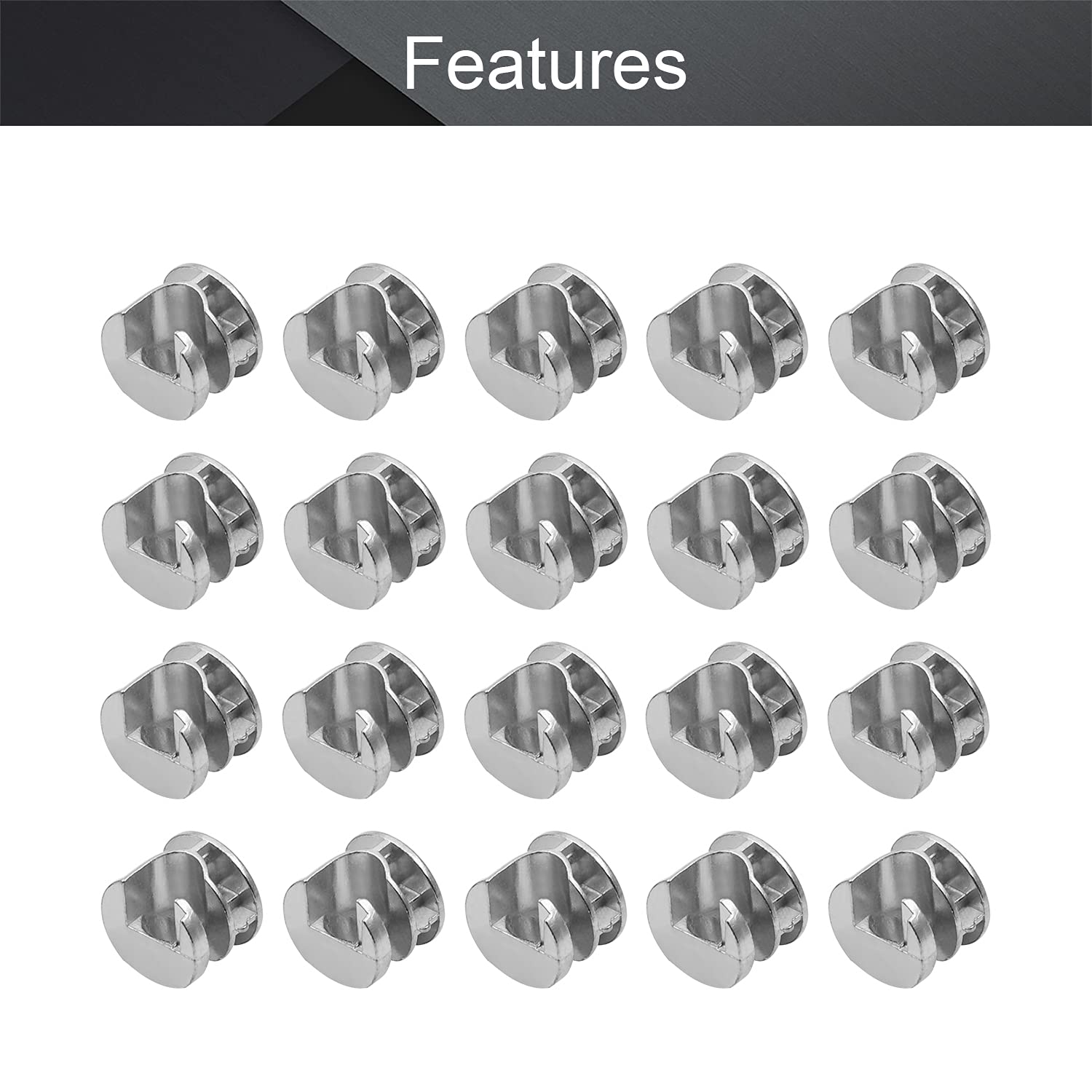 MroMax 15x12mm Silver Furniture Cam Lock Nut Connectors - 20pcs for Cabinet, Drawer, Dresser & Wardrobe Assembly - Durable Panel Fittings for Home & Office Furniture Installation
