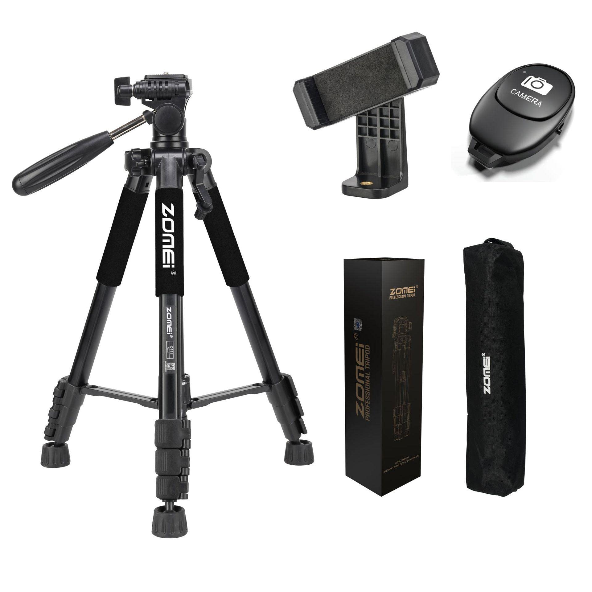 ZUKKY Professional Aluminum Tripod Stand for DSLR Camera & Smartphone - Adjustable Height, Fill Light Stand, Phone Clip & Bluetooth Remote Control Included - Perfect for Live Streaming, Vlogging, and Selfies
