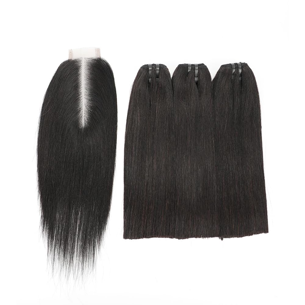 Best 15A Raw Hair Bundles - 100% Unprocessed Vietnam Virgin Human Hair, Bone Straight 3 Bundles with Kim K 2*6 Closure | Premium Hair Extensions for Black Women | Natural Color (12''12''12'' + 10'' Closure) | Perfect for Daily Styling, Special Occasions & Protective Hairstyles